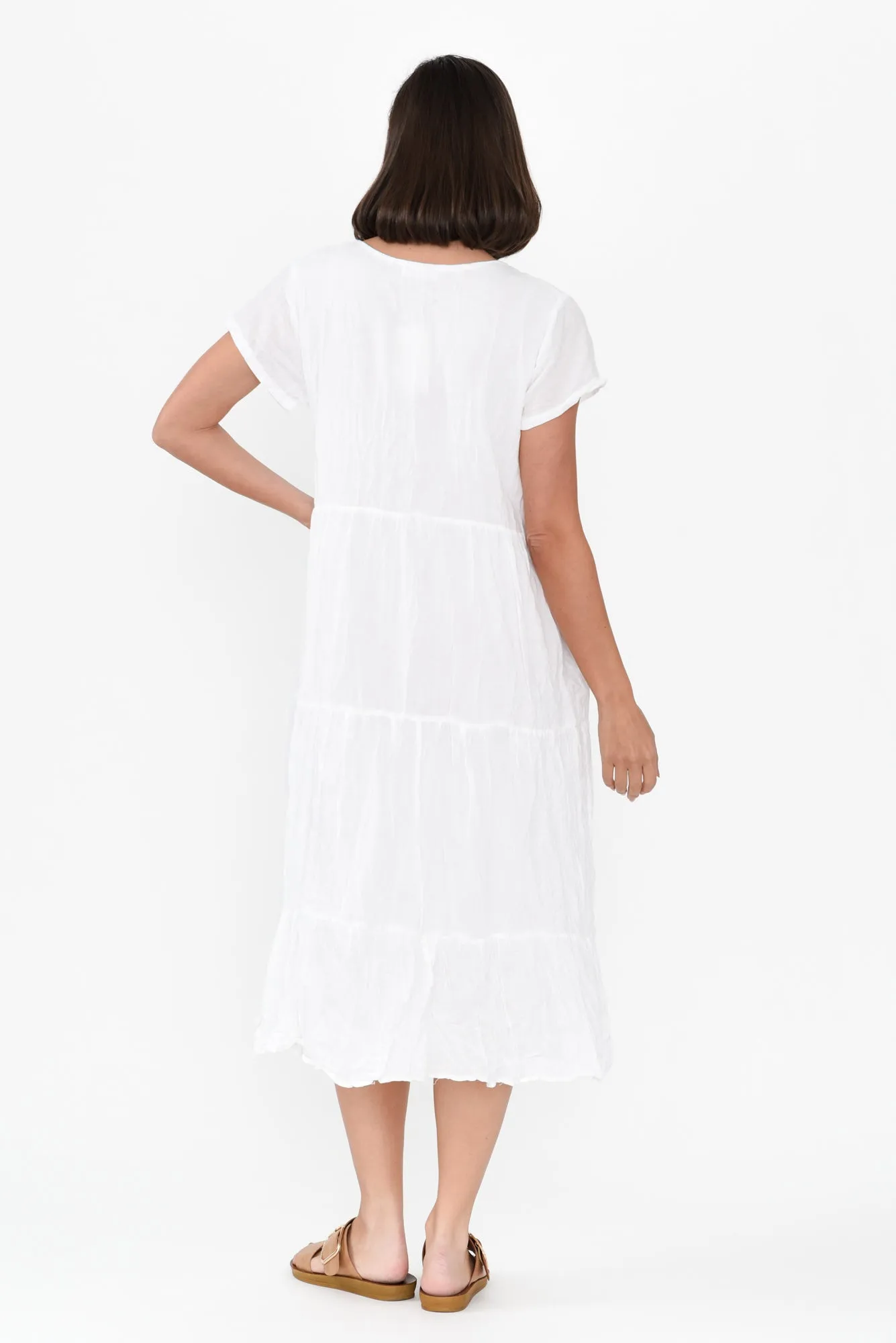 Carmen White Crinkle Cotton Dress sold by Blue Bungalow product image thumbnail 5