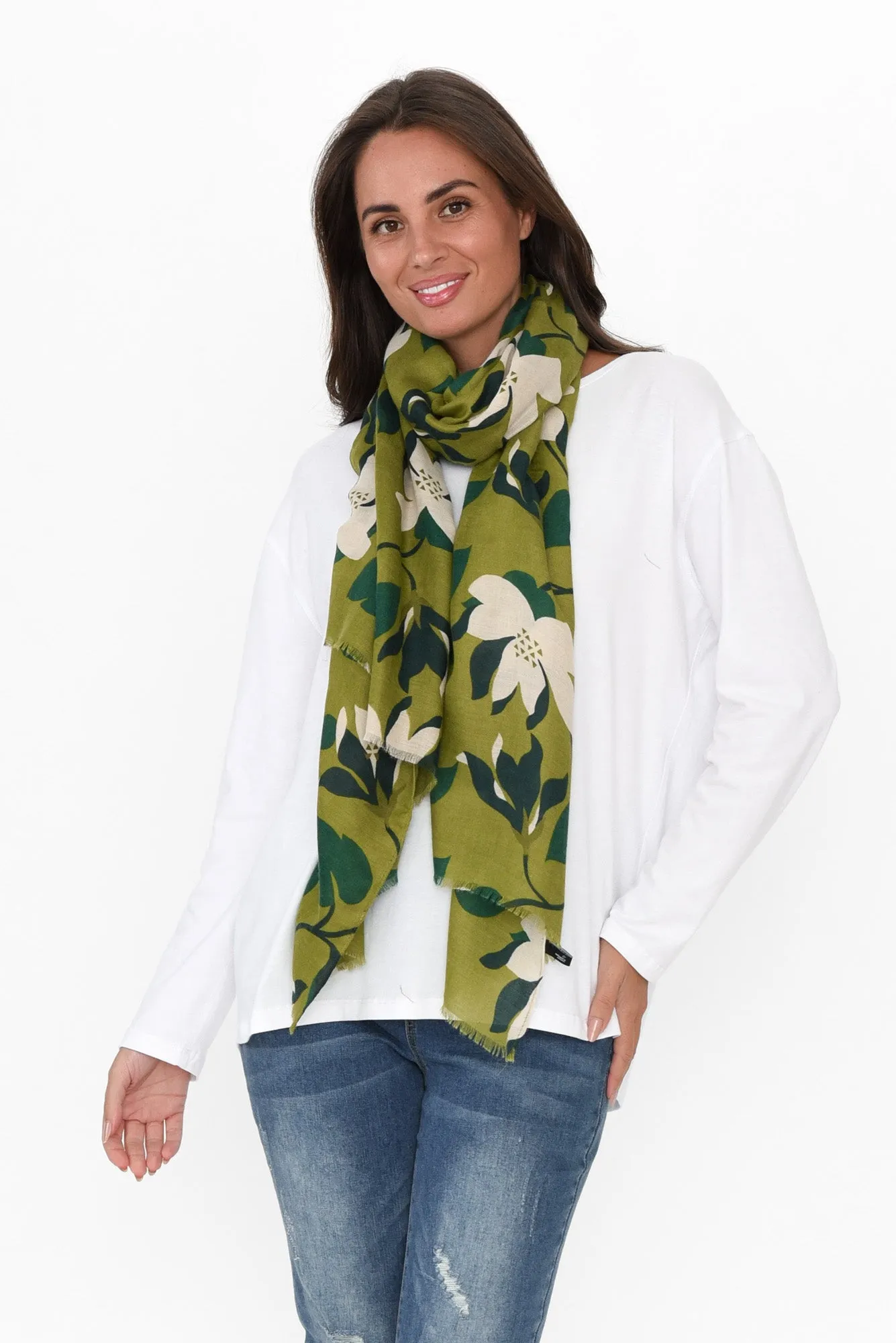Daline Green Floral Scarf sold by Blue Bungalow