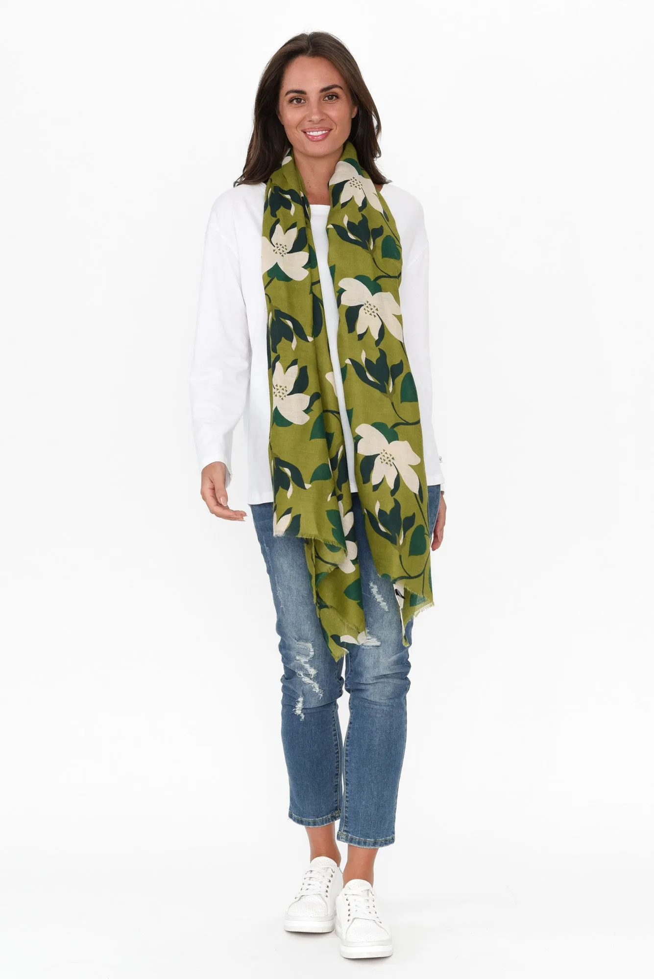 Daline Green Floral Scarf sold by Blue Bungalow product image thumbnail 2