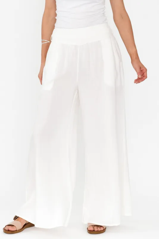 Emeline White Linen Blend Pants sold by Blue Bungalow