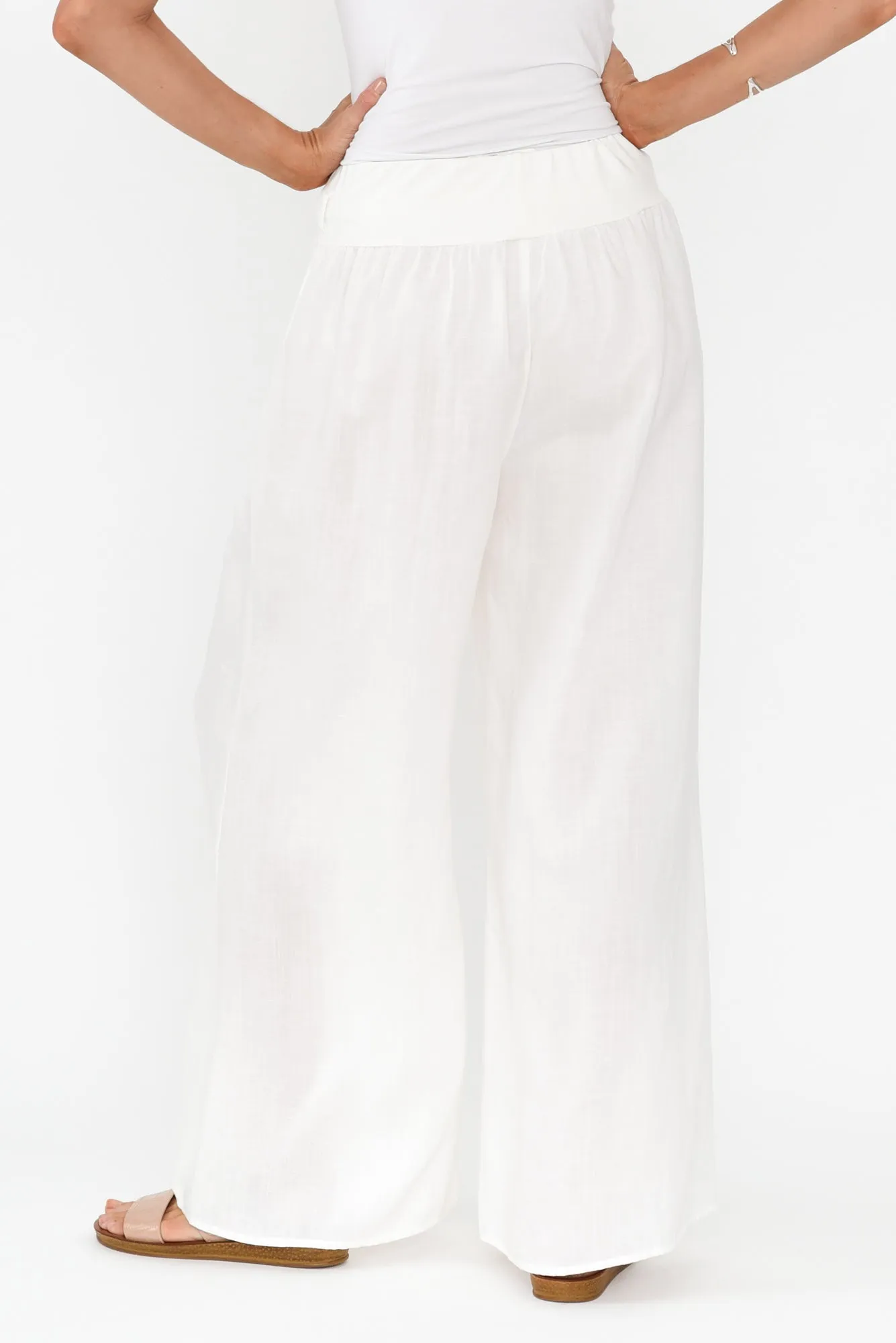 Emeline White Linen Blend Pants sold by Blue Bungalow product image thumbnail 4