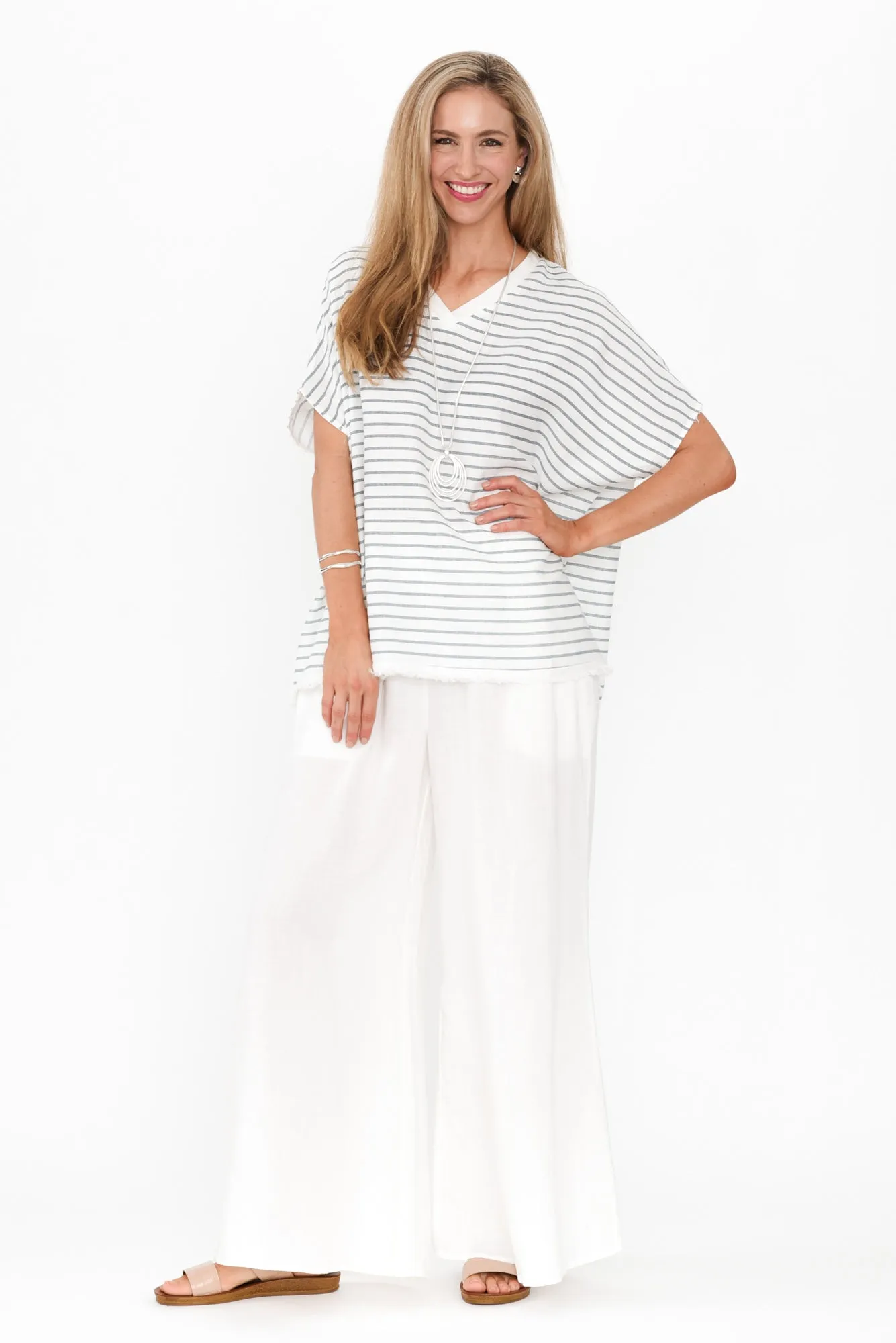 Emeline White Linen Blend Pants sold by Blue Bungalow product image thumbnail 2