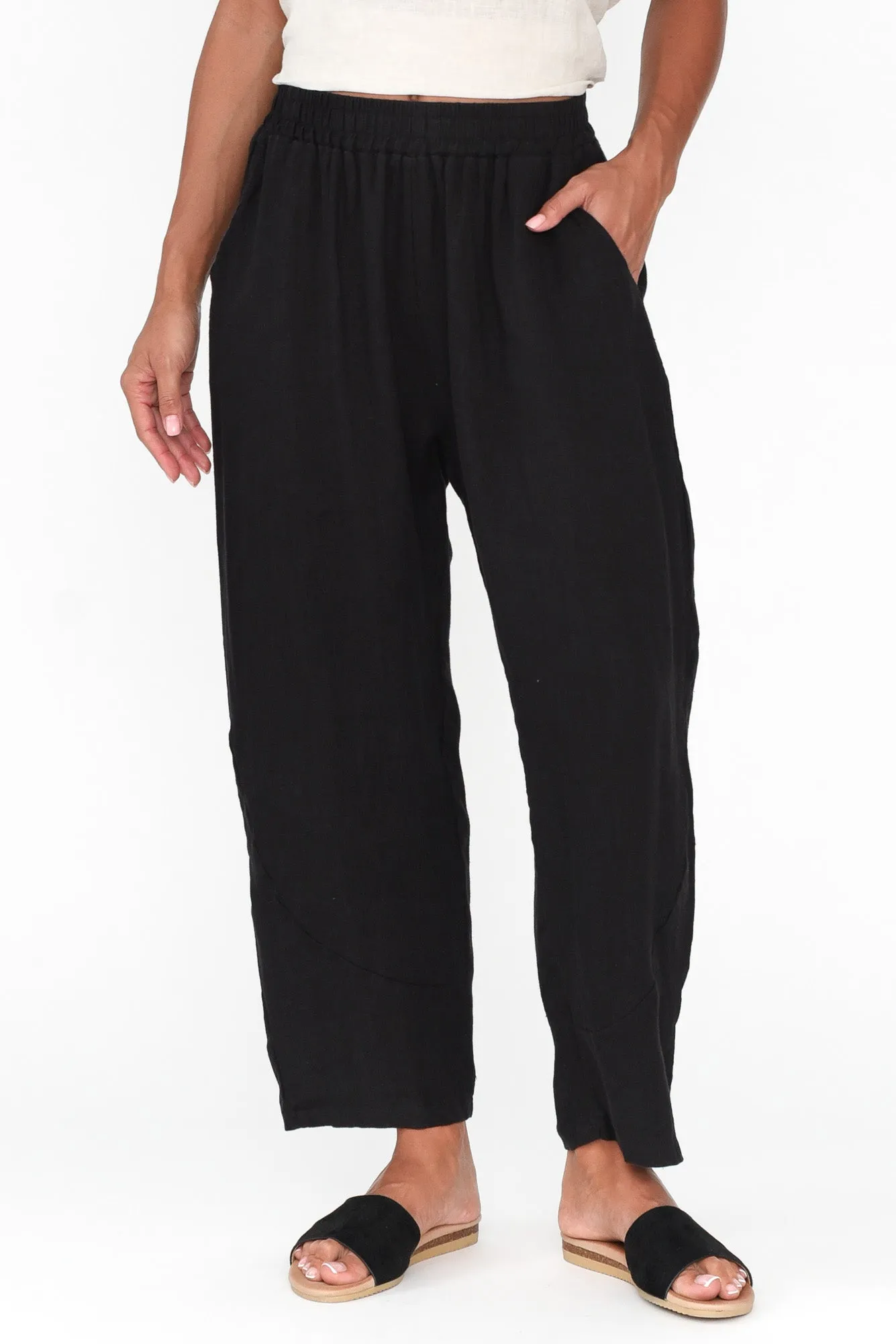 Ataya Black Linen Pants sold by Blue Bungalow