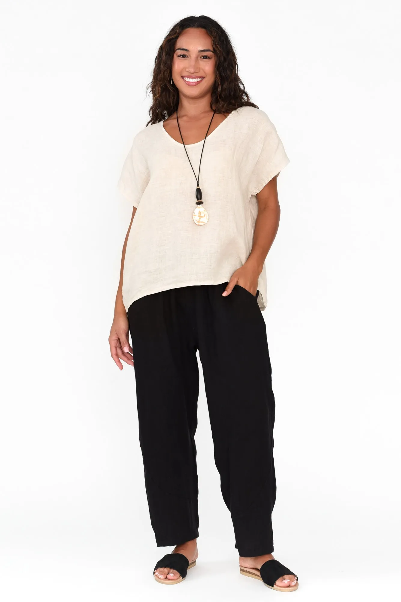 Ataya Black Linen Pants sold by Blue Bungalow product image thumbnail 2