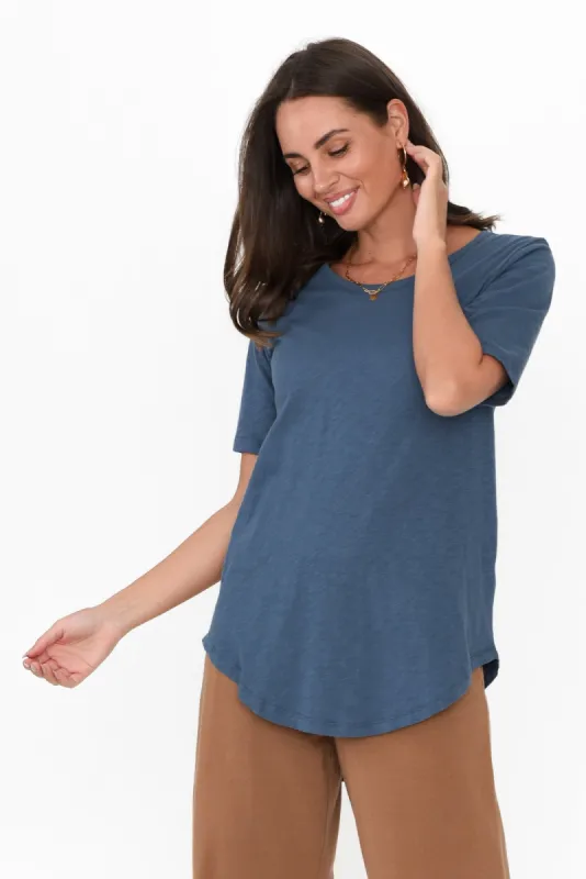 Ariana Steel Cotton Tee sold by Blue Bungalow