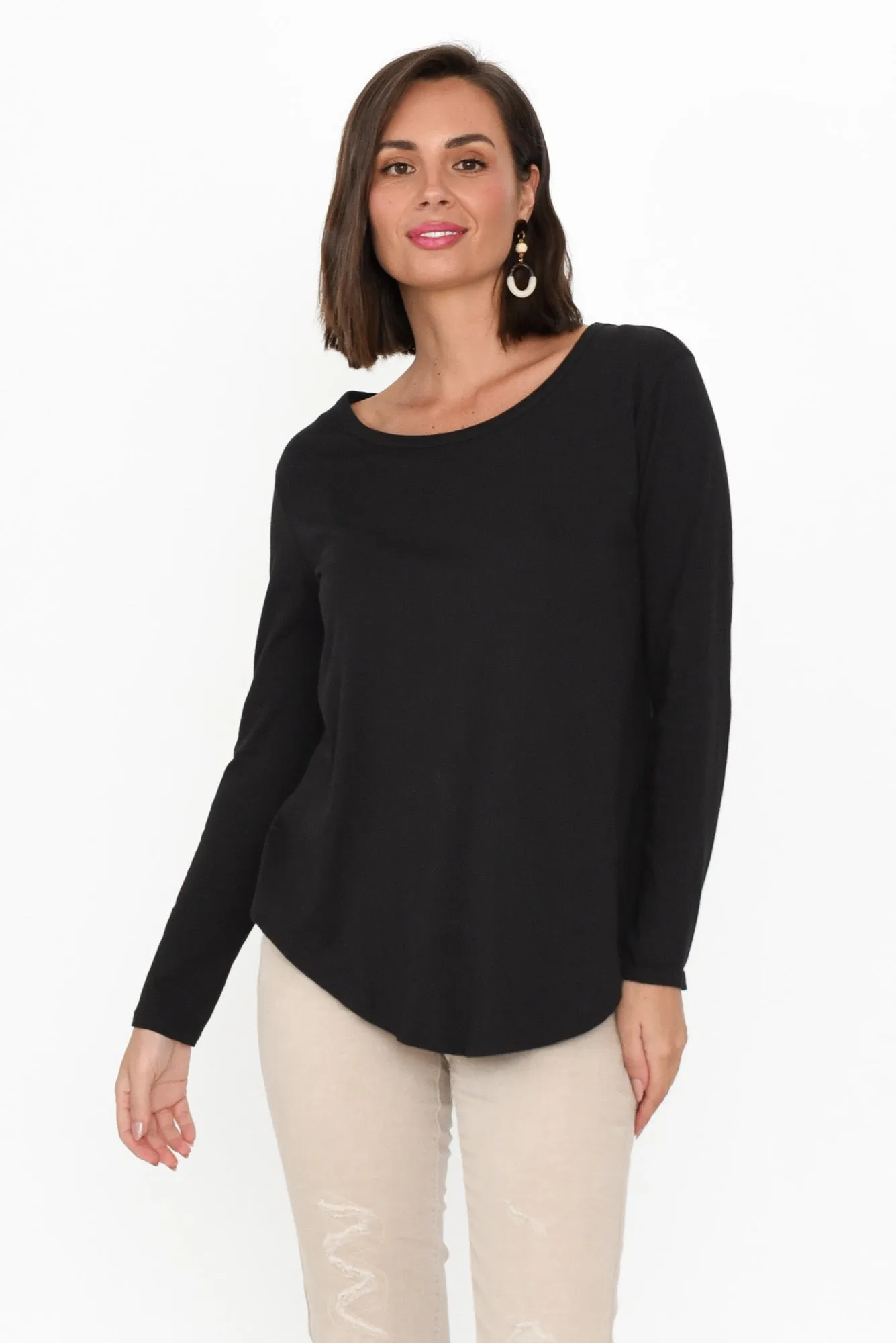 Megan Black Cotton Long Sleeve Top sold by Blue Bungalow product image thumbnail 2