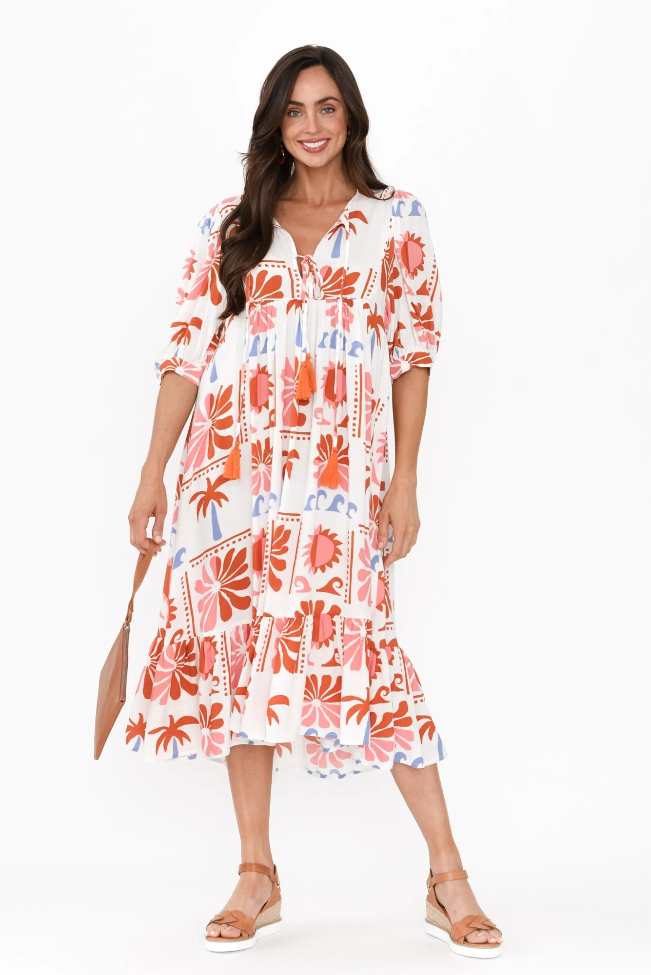 Jill White Tropical Frill Dress sold by Blue Bungalow