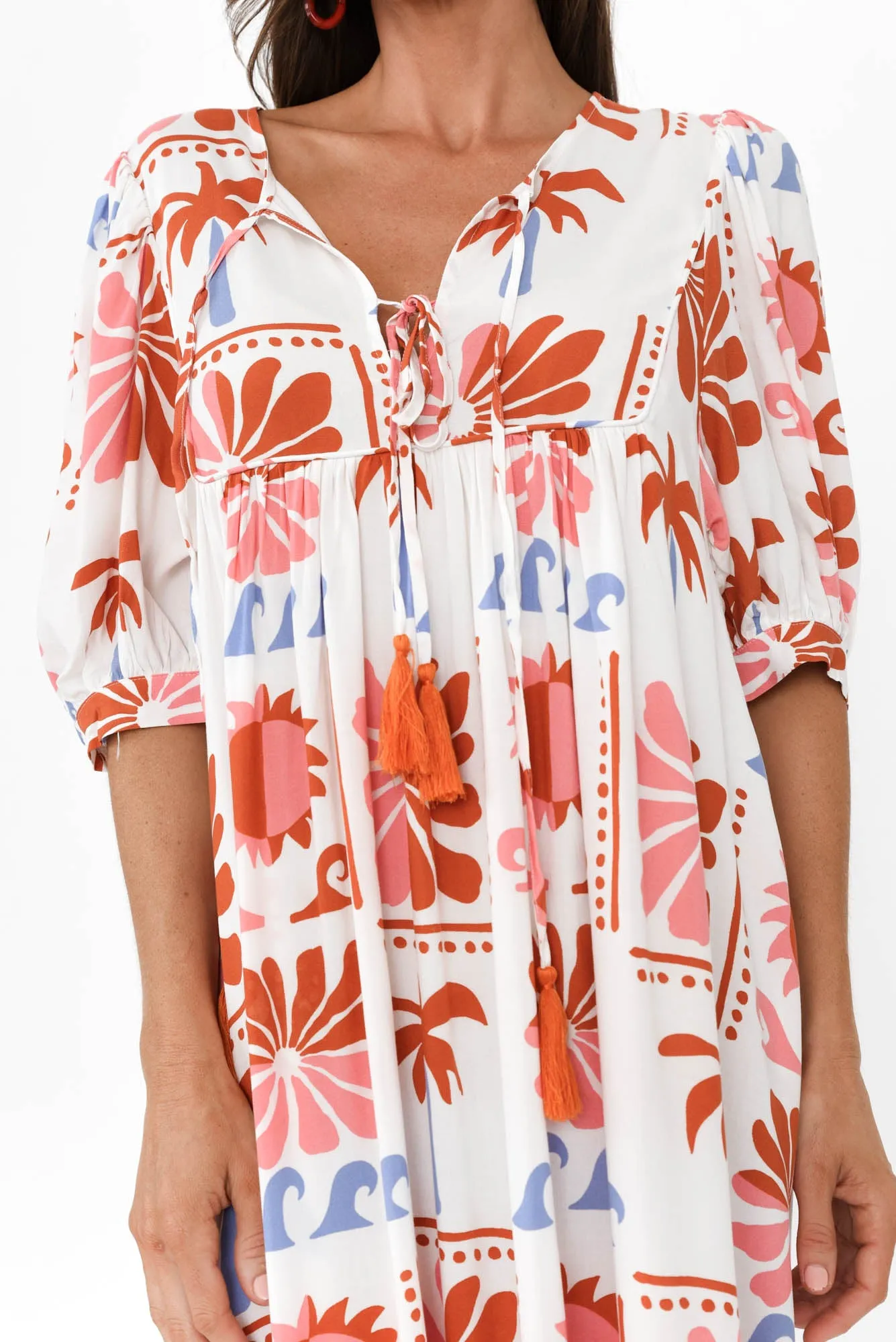 Jill White Tropical Frill Dress sold by Blue Bungalow product image thumbnail 5