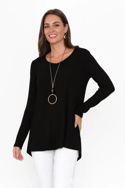 Shenali Black Long Sleeve Swing Top sold by Blue Bungalow