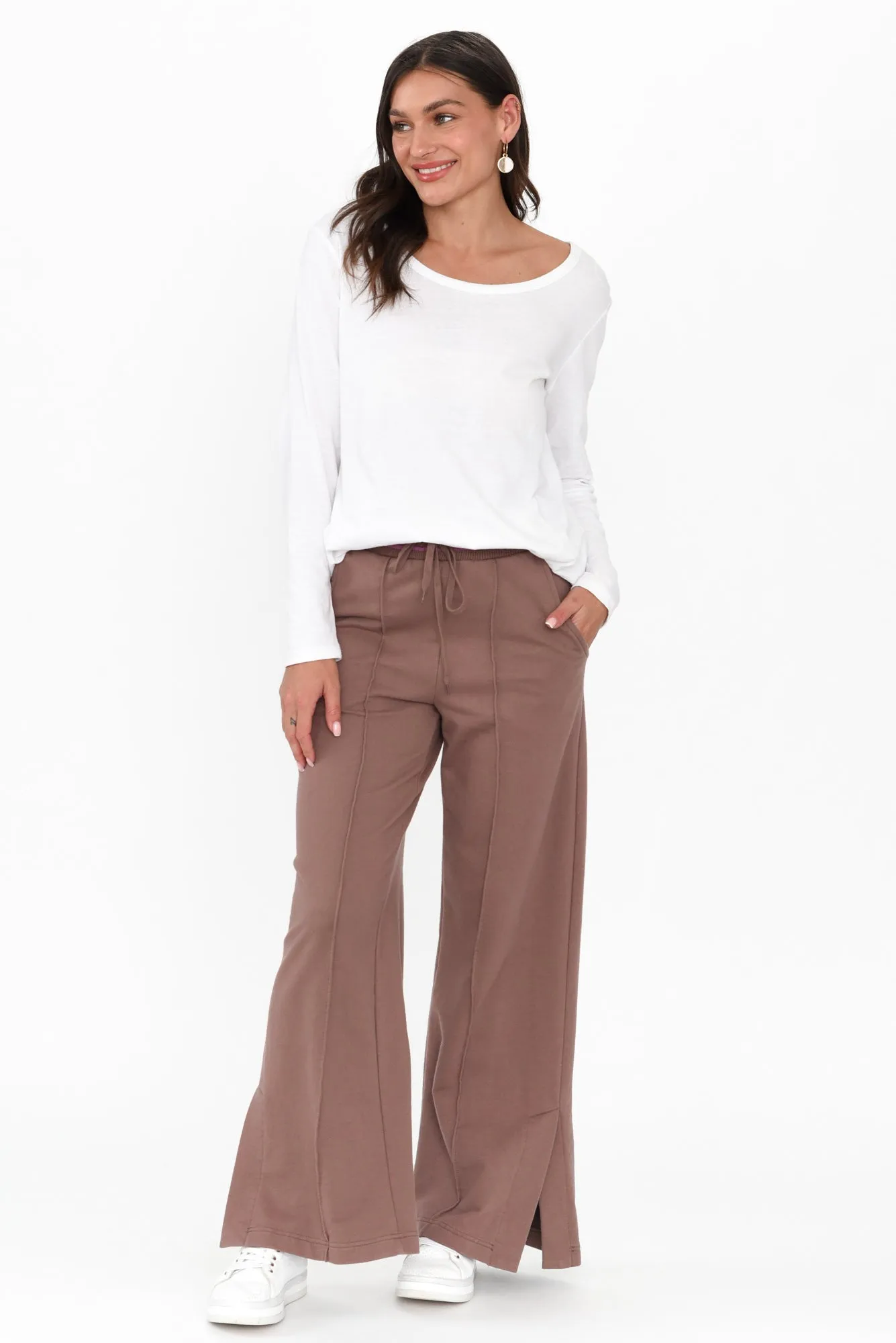 Kyla Brown Cotton Blend Wide Leg Pants sold by Blue Bungalow product image thumbnail 3