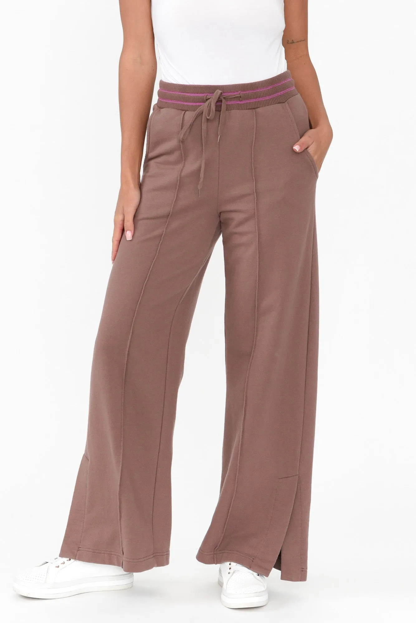 Kyla Brown Cotton Blend Wide Leg Pants sold by Blue Bungalow