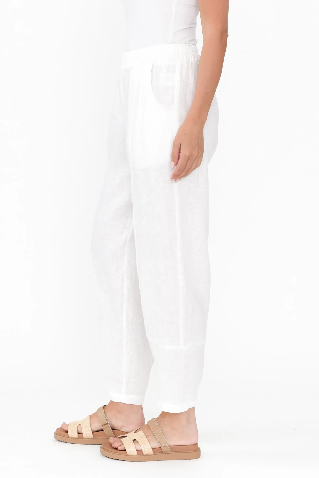Botev White Linen Relaxed Pants sold by Blue Bungalow product image thumbnail 4
