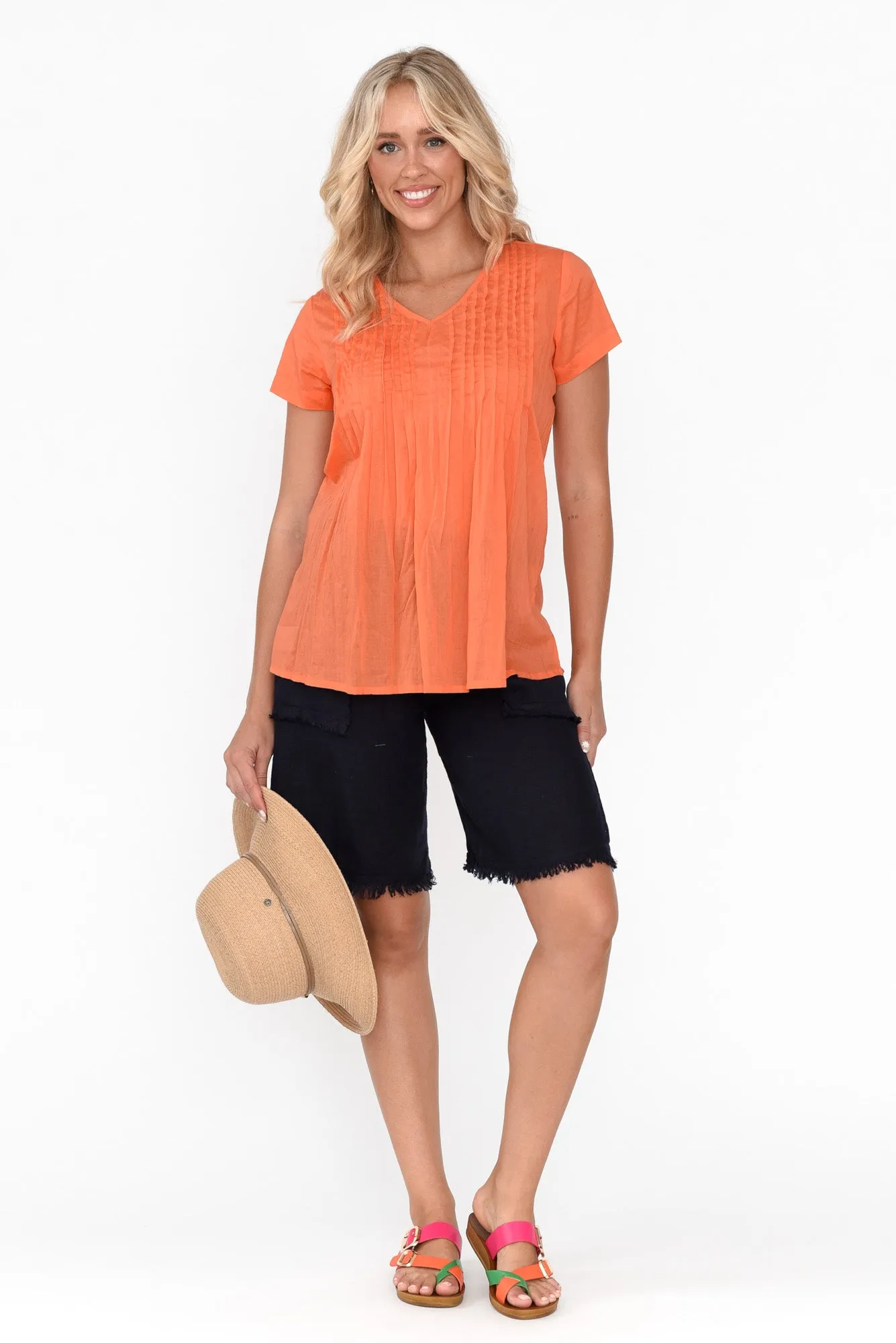 Fia Orange Crinkle Cotton Top sold by Blue Bungalow product image thumbnail 3