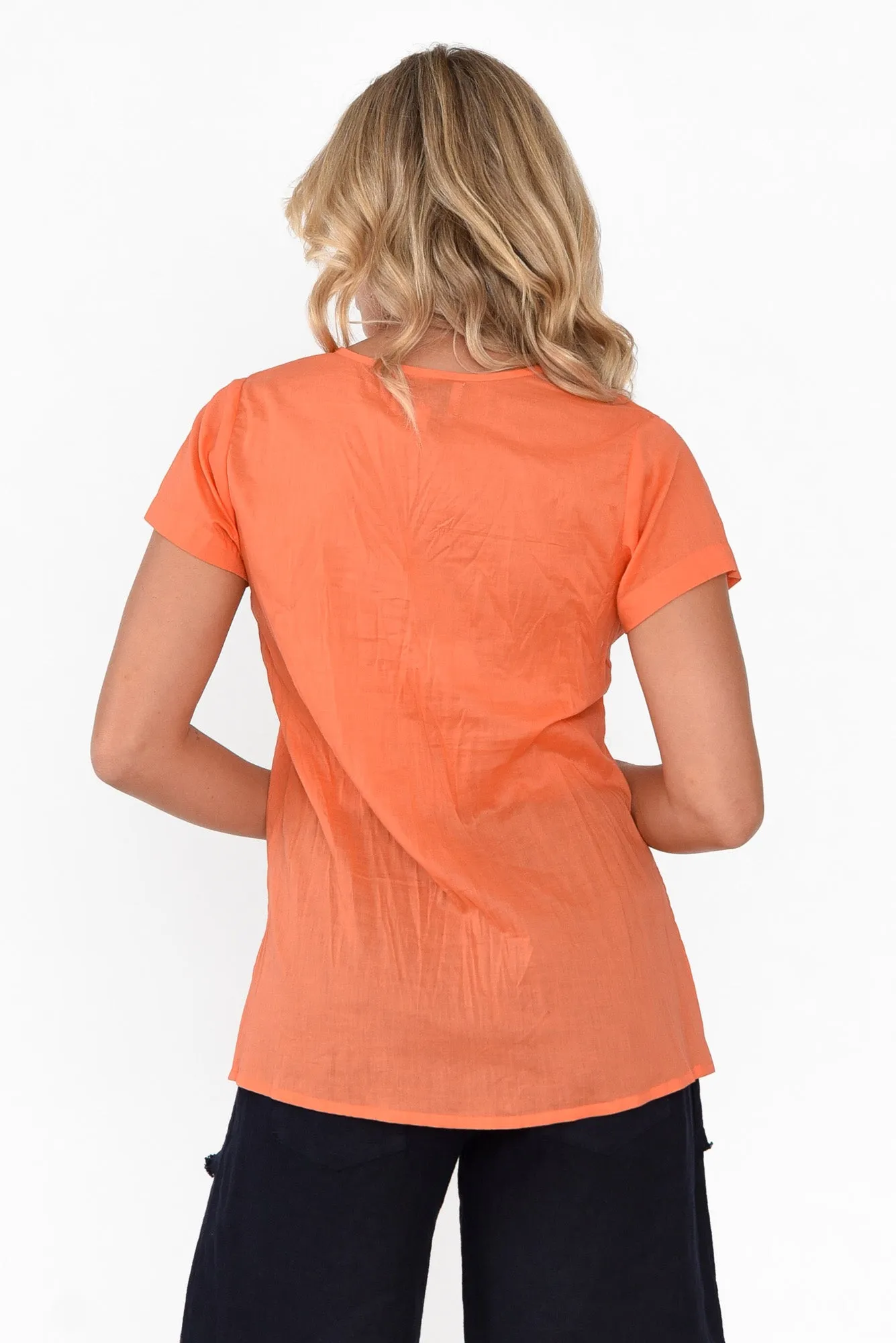 Fia Orange Crinkle Cotton Top sold by Blue Bungalow product image thumbnail 5