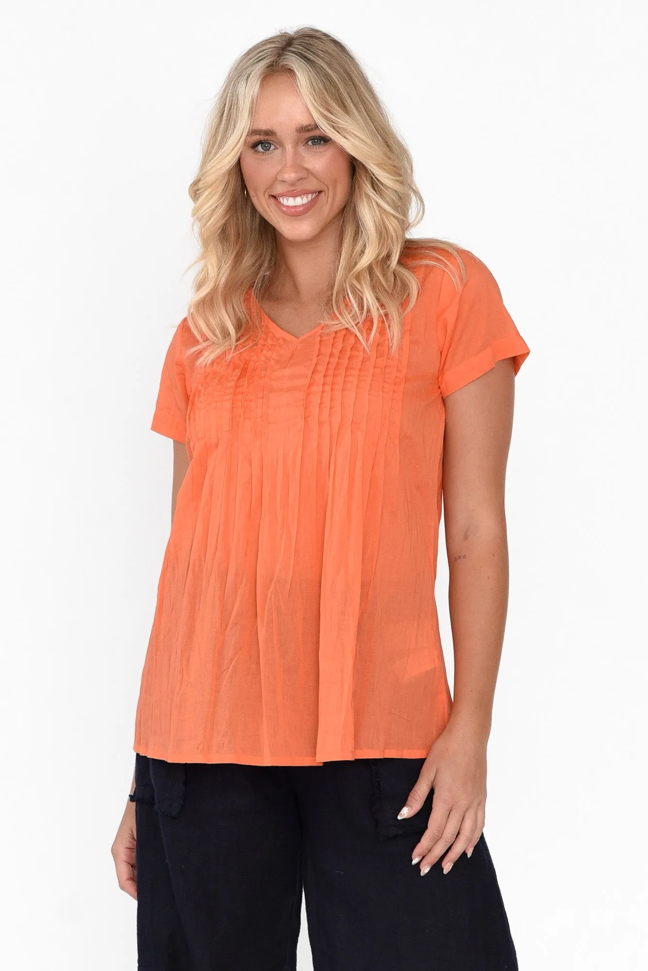 Fia Orange Crinkle Cotton Top sold by Blue Bungalow product image thumbnail 2