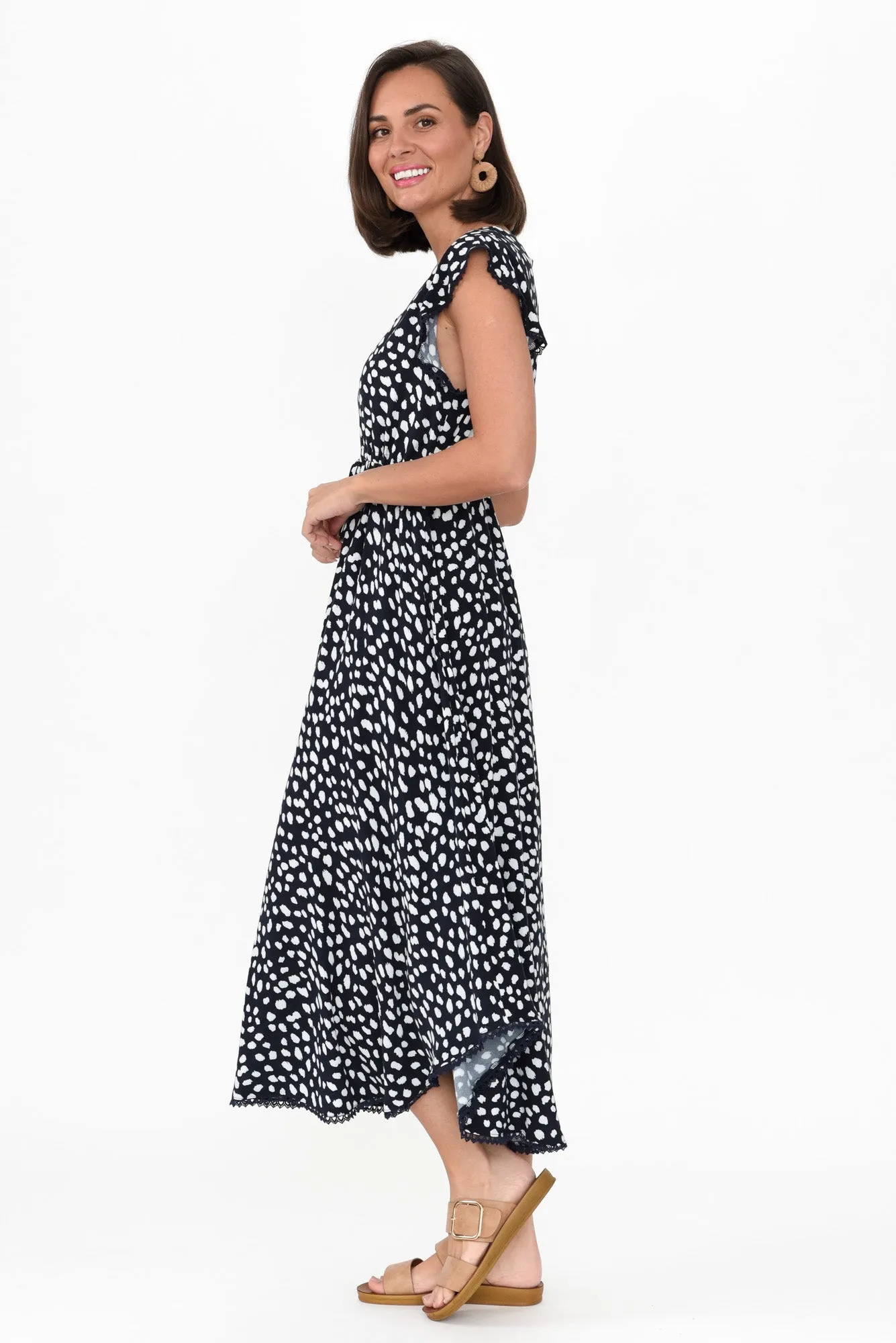 Libby Navy Spot Midi Dress sold by Blue Bungalow product image thumbnail 4