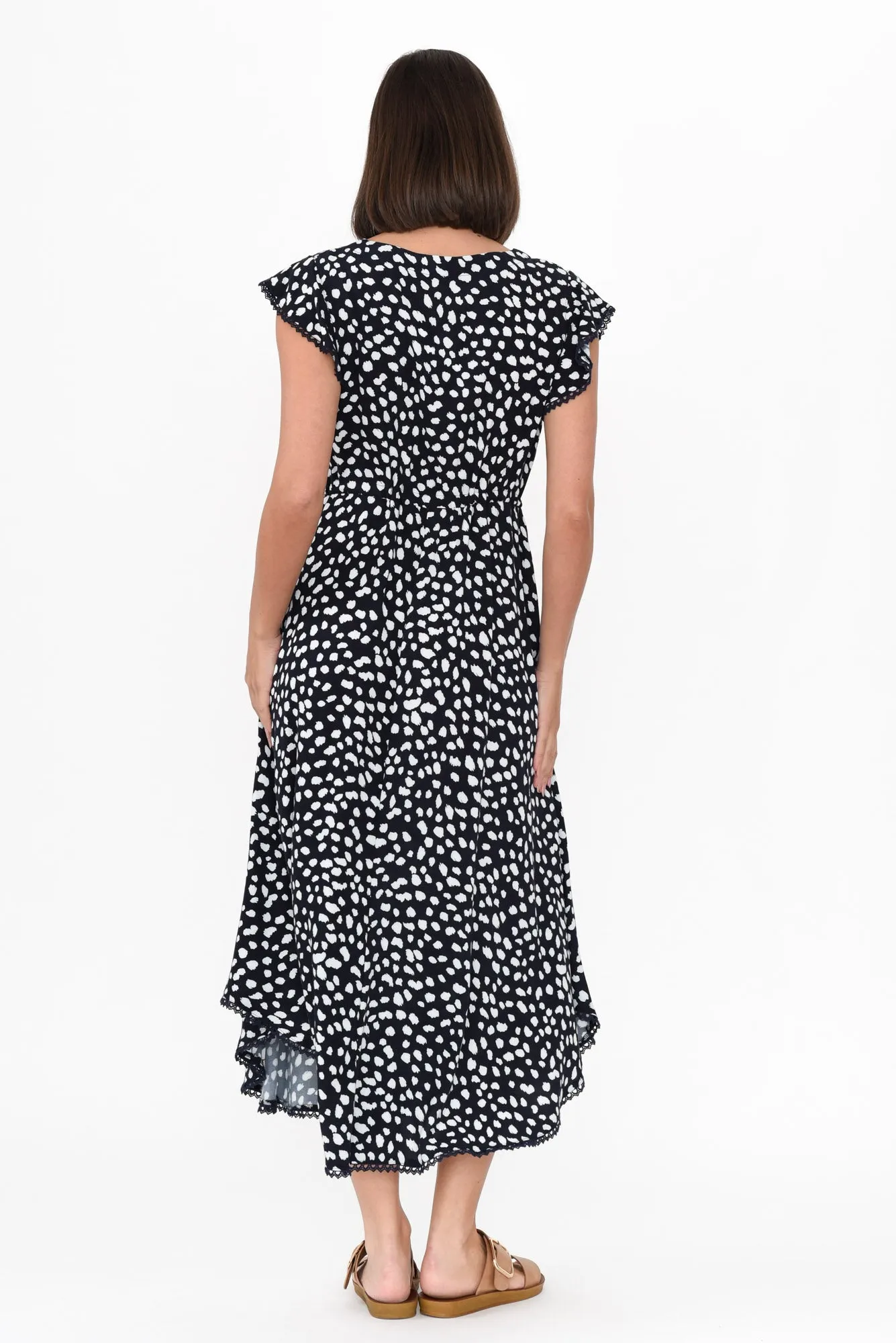 Libby Navy Spot Midi Dress sold by Blue Bungalow product image thumbnail 5