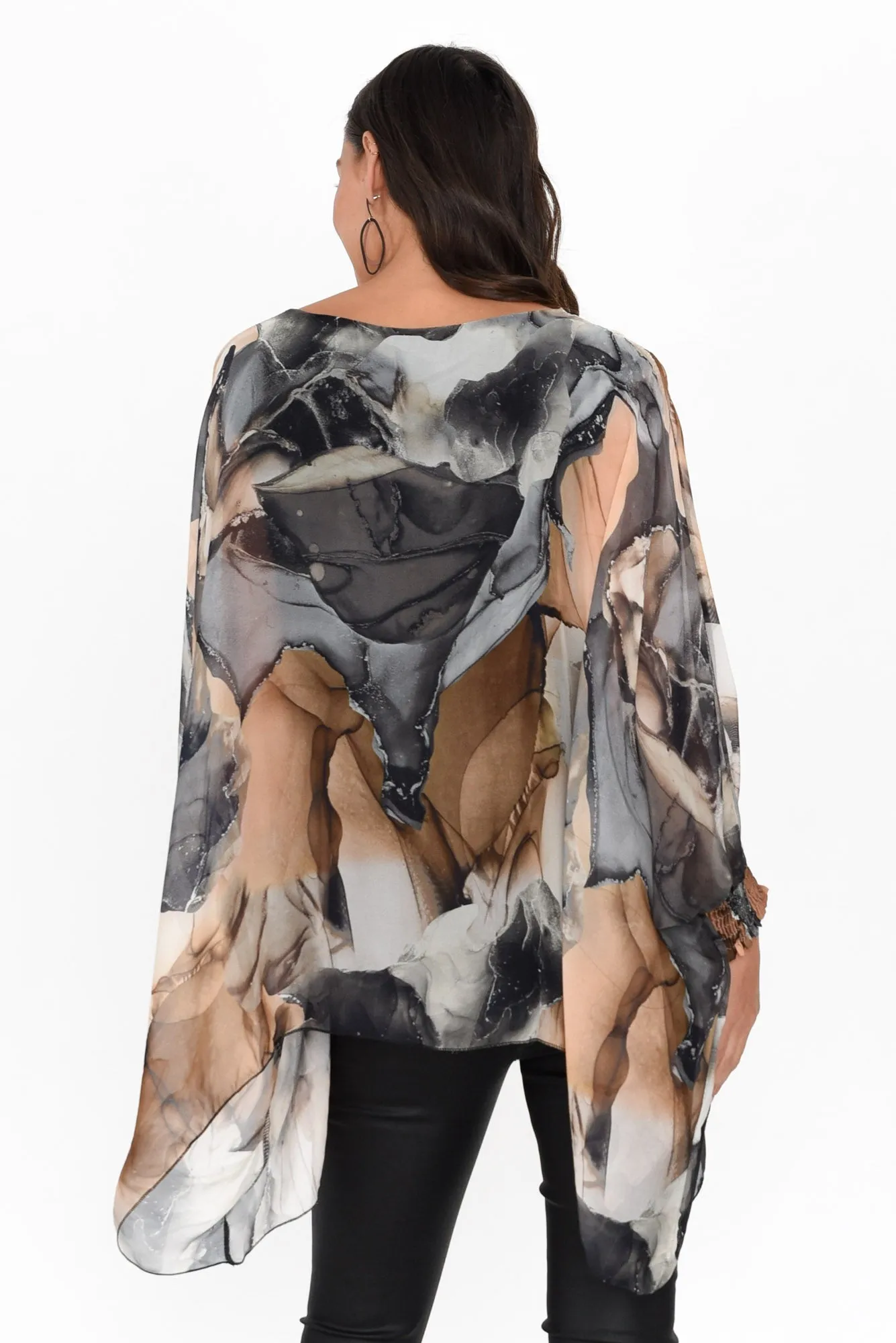 Lonnie Black Abstract Silk Layer Top sold by Blue Bungalow product image thumbnail 4