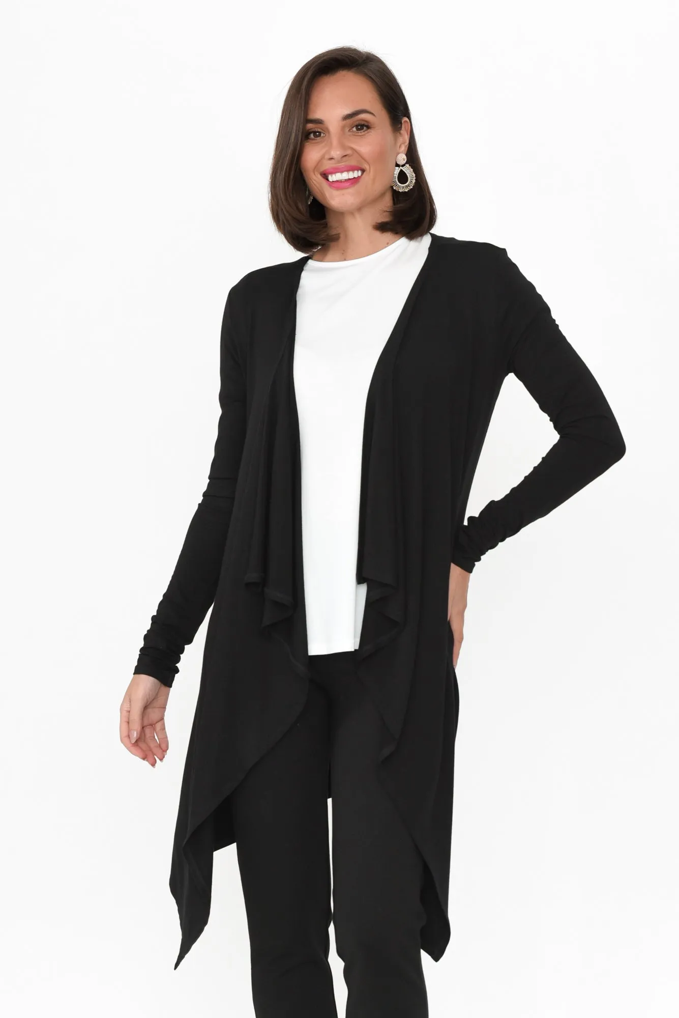 Black Bamboo Waterfall Cardigan sold by Blue Bungalow