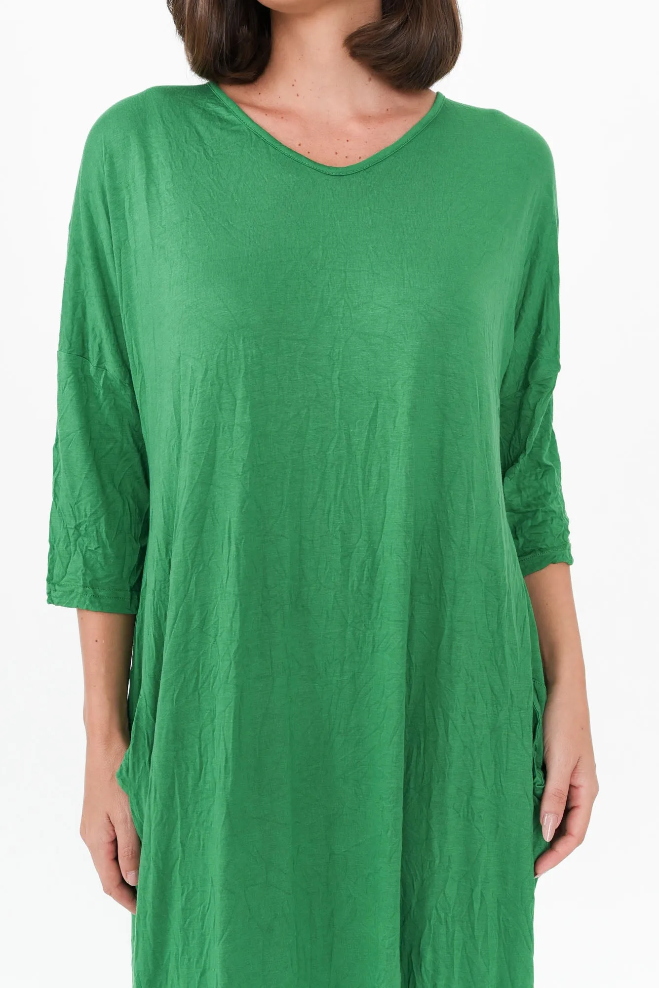 Travel Green Crinkle Cotton Sleeved Maxi Dress sold by Blue Bungalow product image thumbnail 4