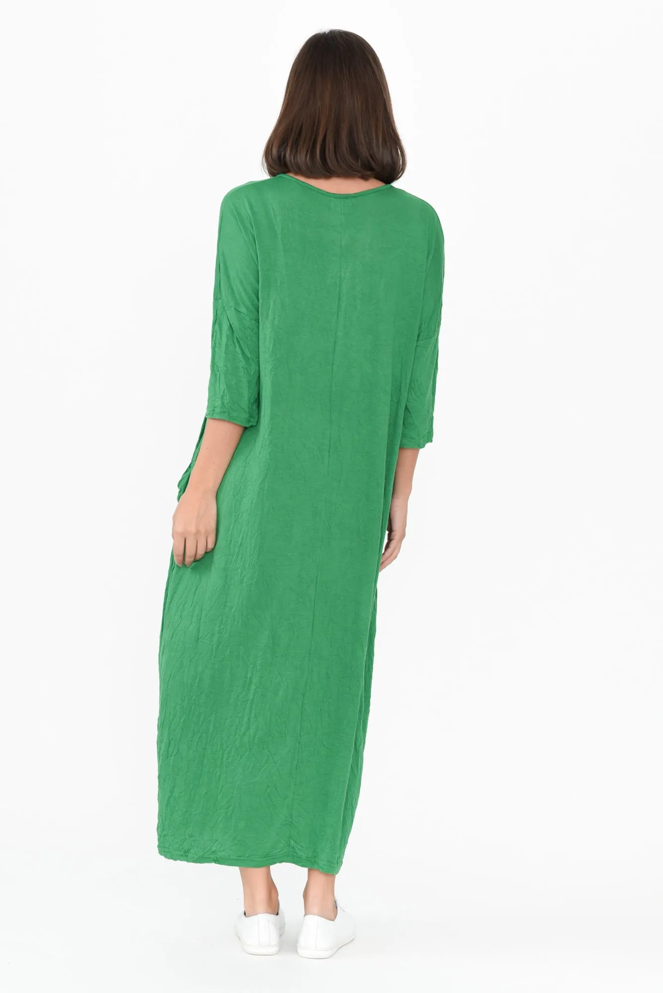 Travel Green Crinkle Cotton Sleeved Maxi Dress sold by Blue Bungalow product image thumbnail 3
