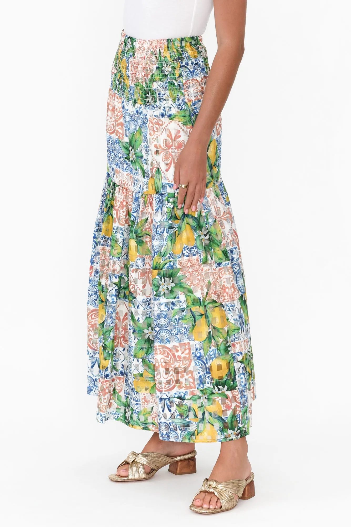 Antigua Limonata Cotton Silk Skirt sold by Blue Bungalow product image thumbnail 3