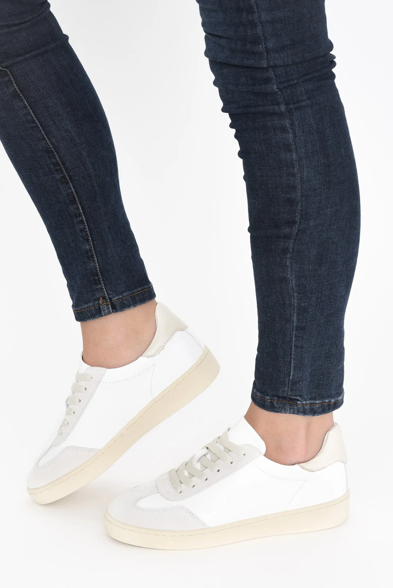 Abbie Cream Leather Sneaker sold by Blue Bungalow