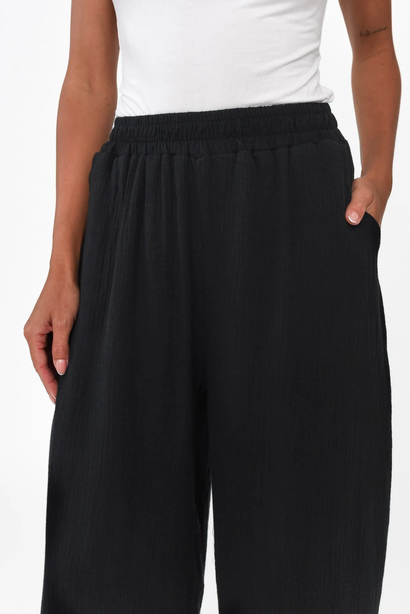 Indila Black Cotton Pants sold by Blue Bungalow product image thumbnail 4