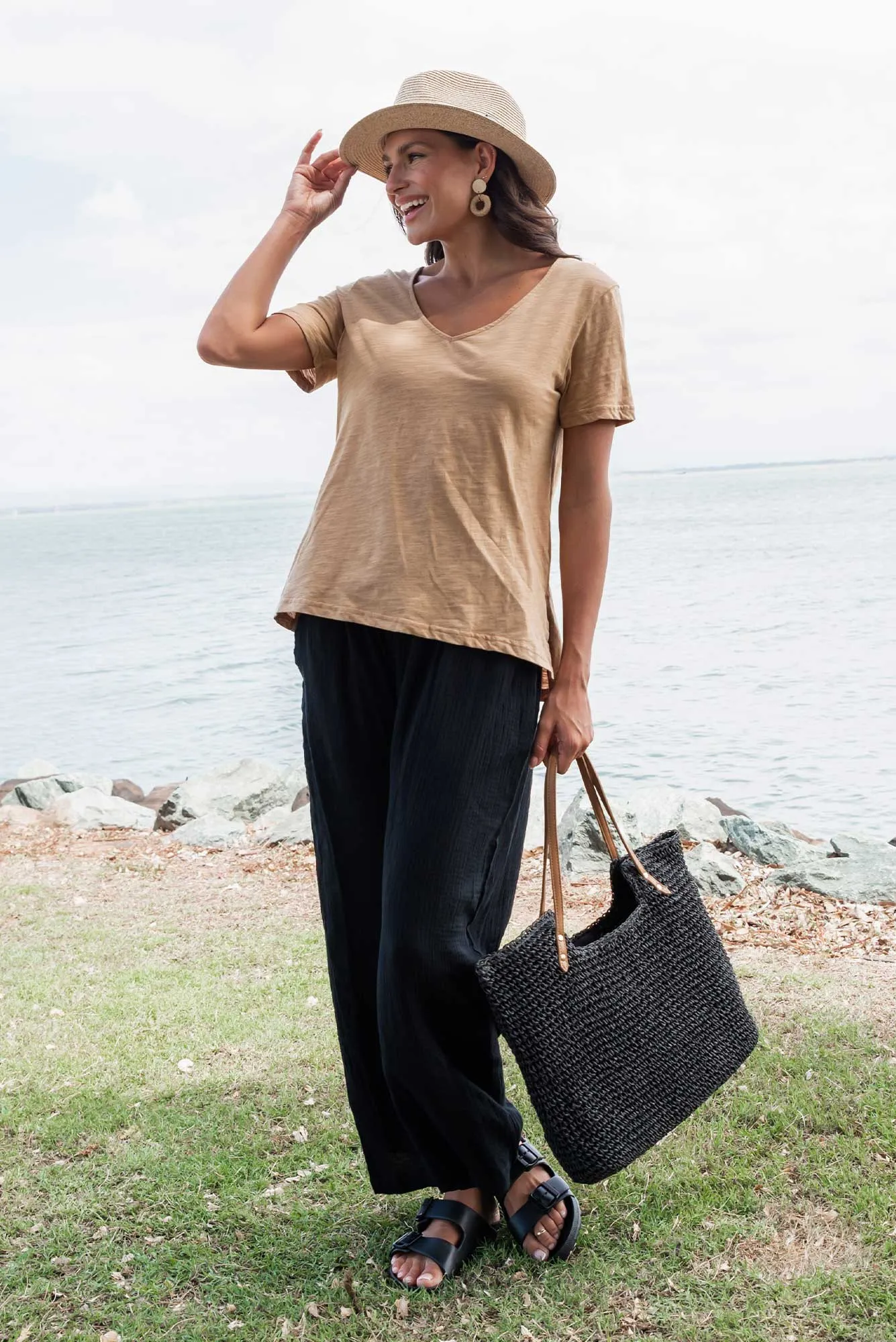 Indila Black Cotton Pants sold by Blue Bungalow