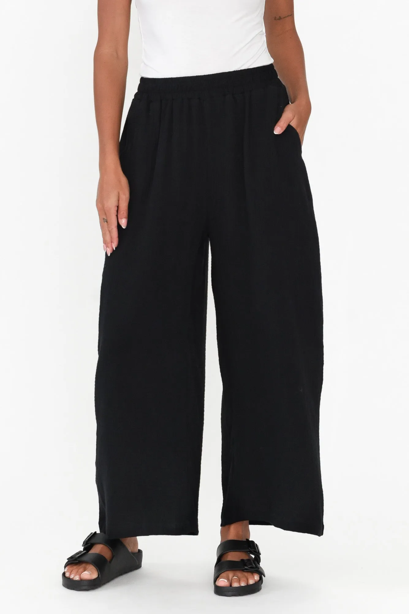 Indila Black Cotton Pants sold by Blue Bungalow product image thumbnail 2