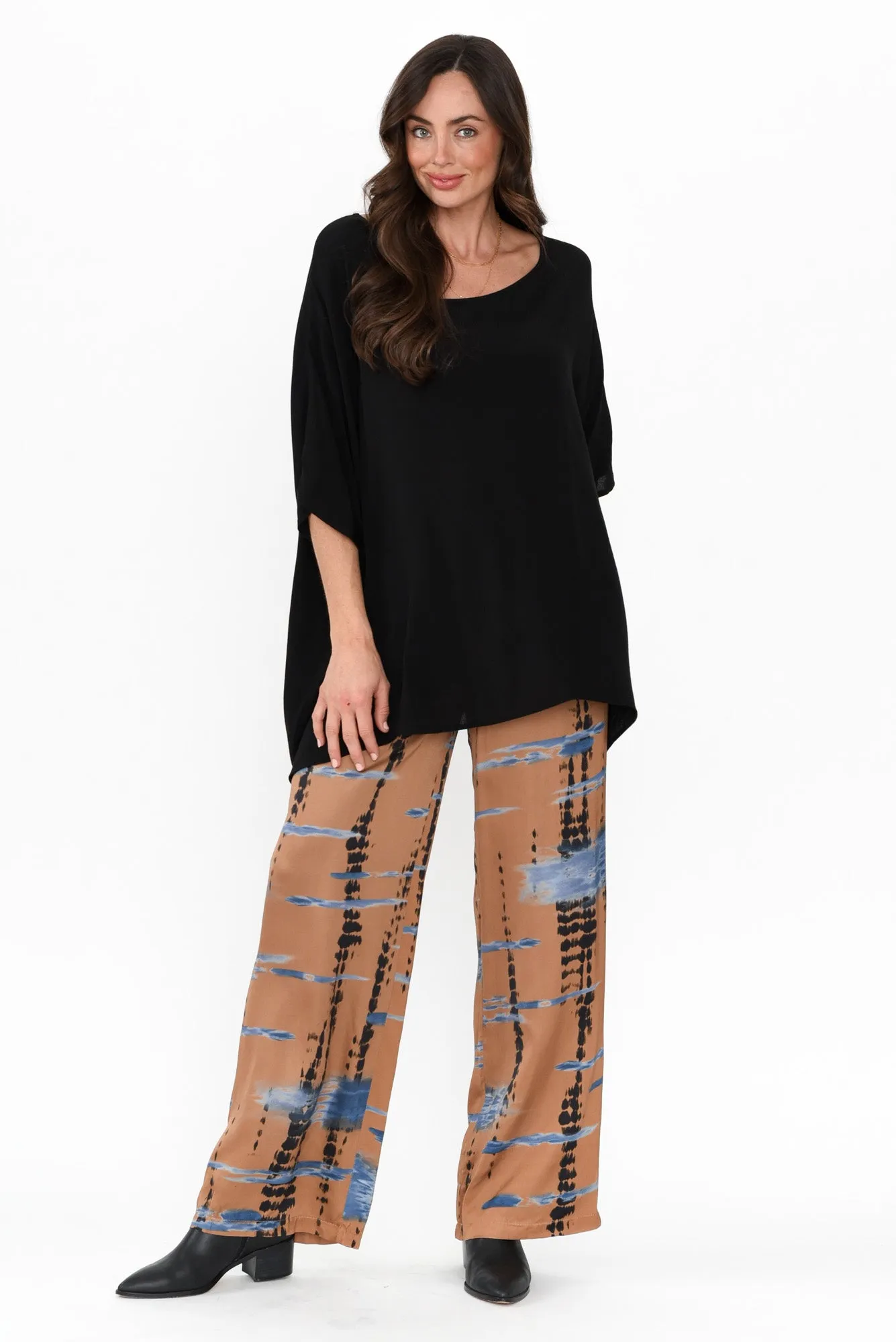 Monay Tan Abstract Silk Blend Pants sold by Blue Bungalow product image thumbnail 2