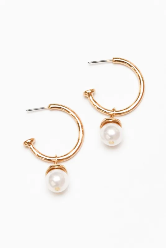 Madeline Gold Pearl Drop Earrings sold by Blue Bungalow