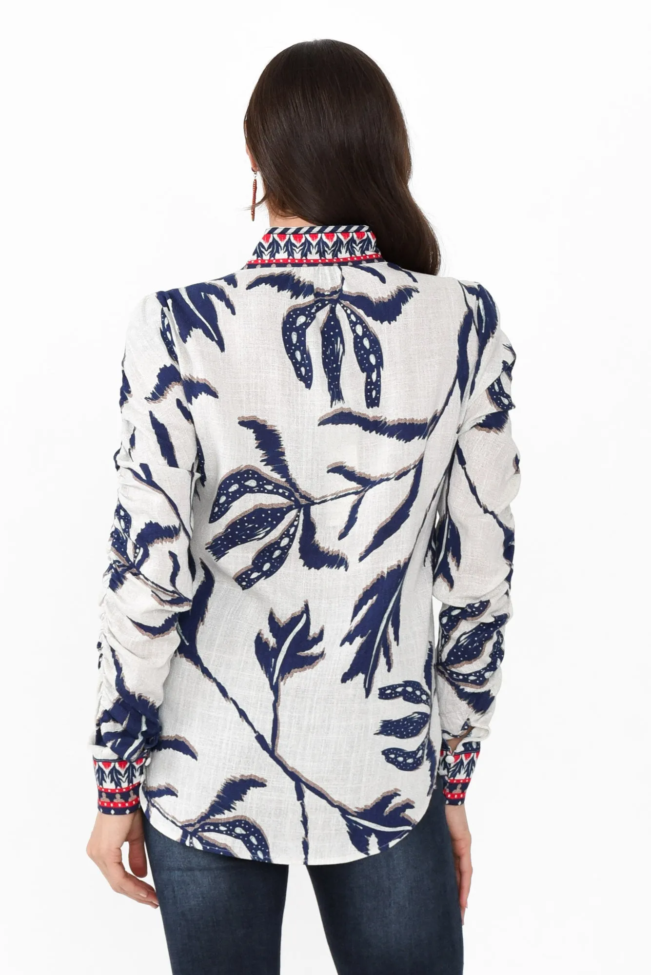 Pavilion Palm Shadow Linen Blend Blouse sold by Blue Bungalow product image thumbnail 5