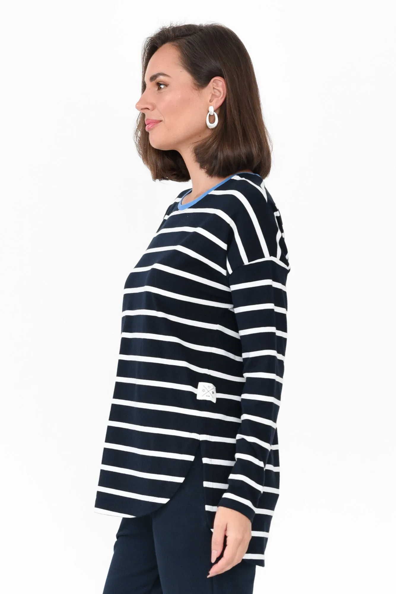Tully Navy Stripe Cotton Long Sleeve Tee sold by Blue Bungalow product image thumbnail 3