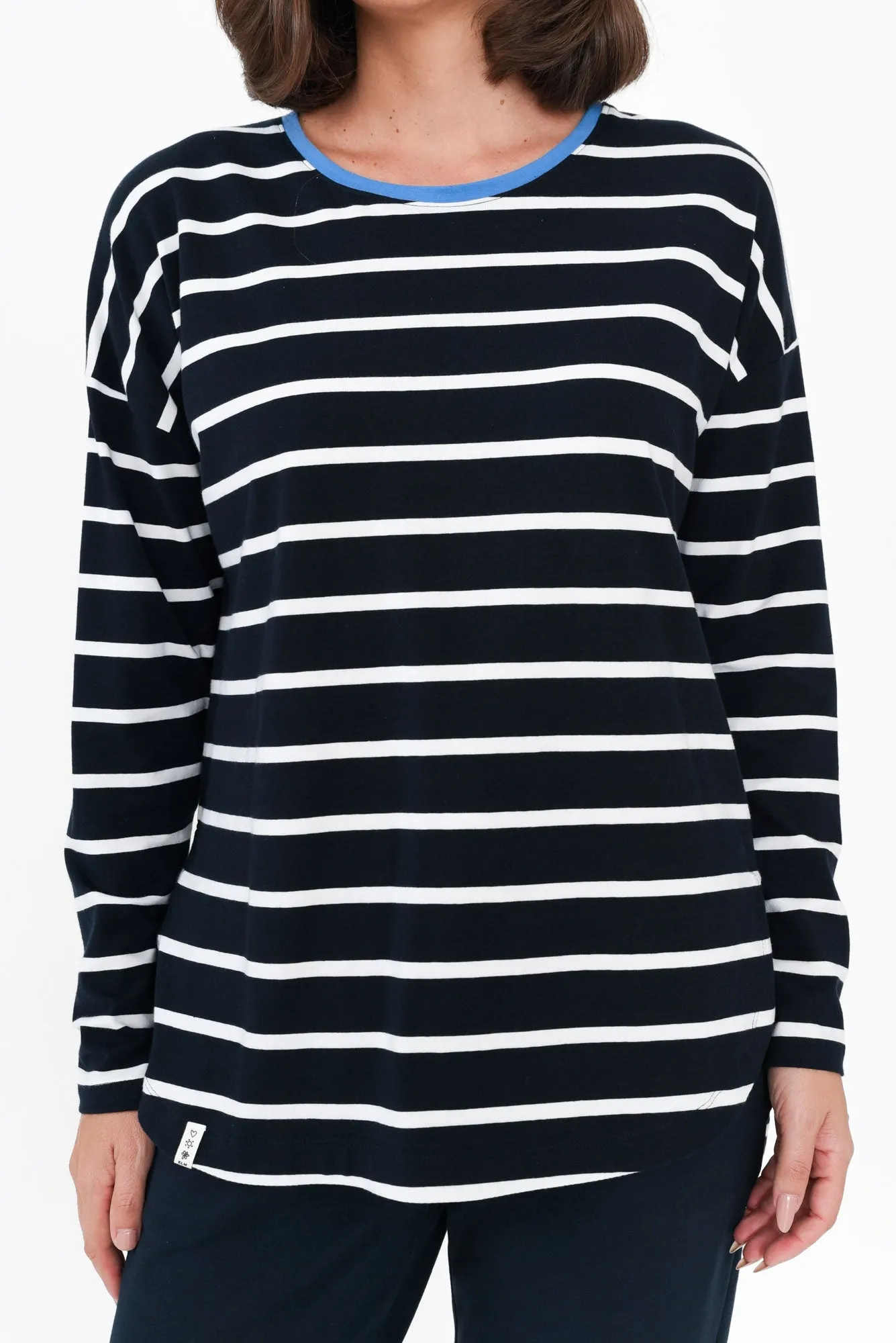 Tully Navy Stripe Cotton Long Sleeve Tee sold by Blue Bungalow product image thumbnail 5