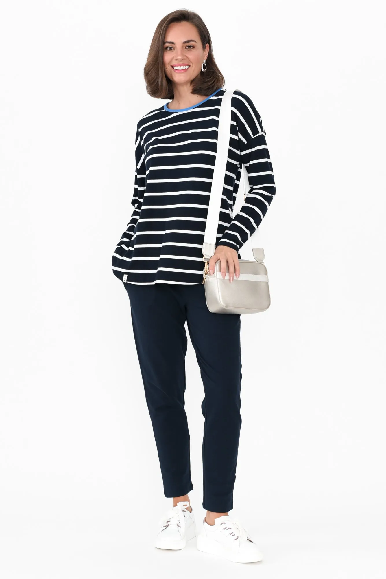 Tully Navy Stripe Cotton Long Sleeve Tee sold by Blue Bungalow product image thumbnail 2
