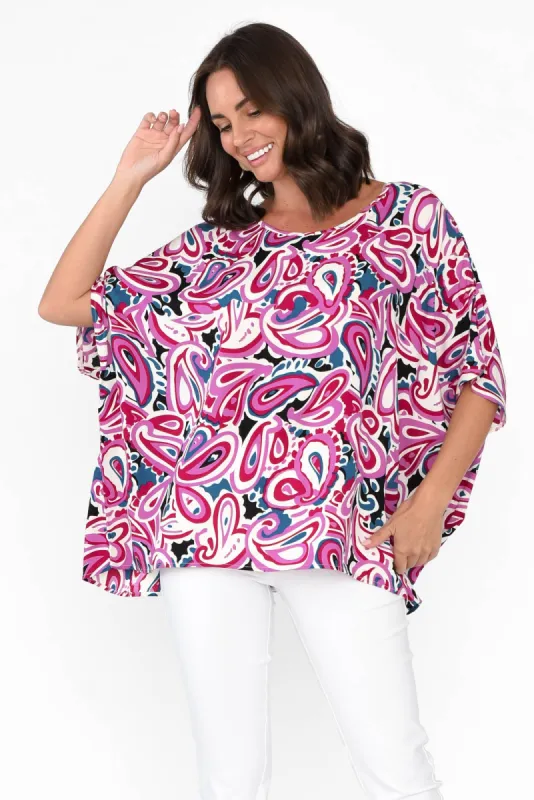 Yesenia Pink Paisley Drape Top sold by Blue Bungalow