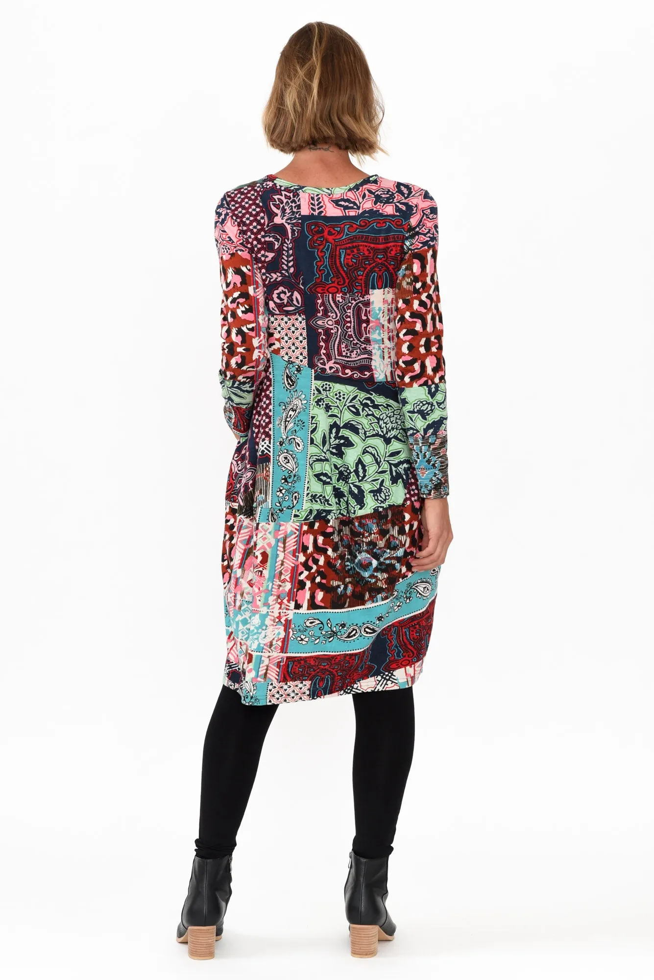 Broghan Red Patchwork Organic Cotton Dress sold by Blue Bungalow product image thumbnail 4