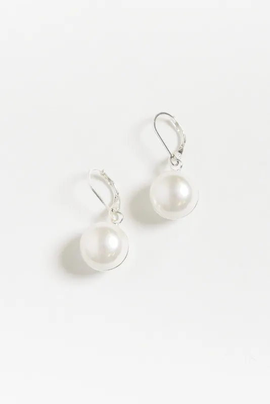 Gendie Silver Pearl Pendant Ball Earrings sold by Blue Bungalow