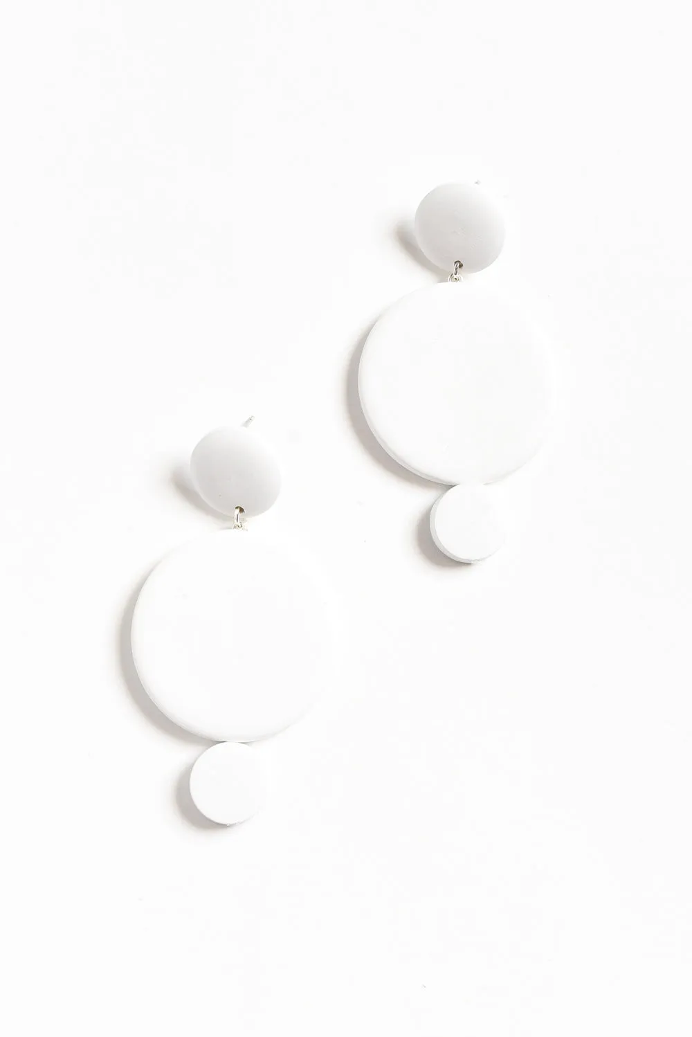 Bernice White Wood Circle Drop Earrings sold by Blue Bungalow