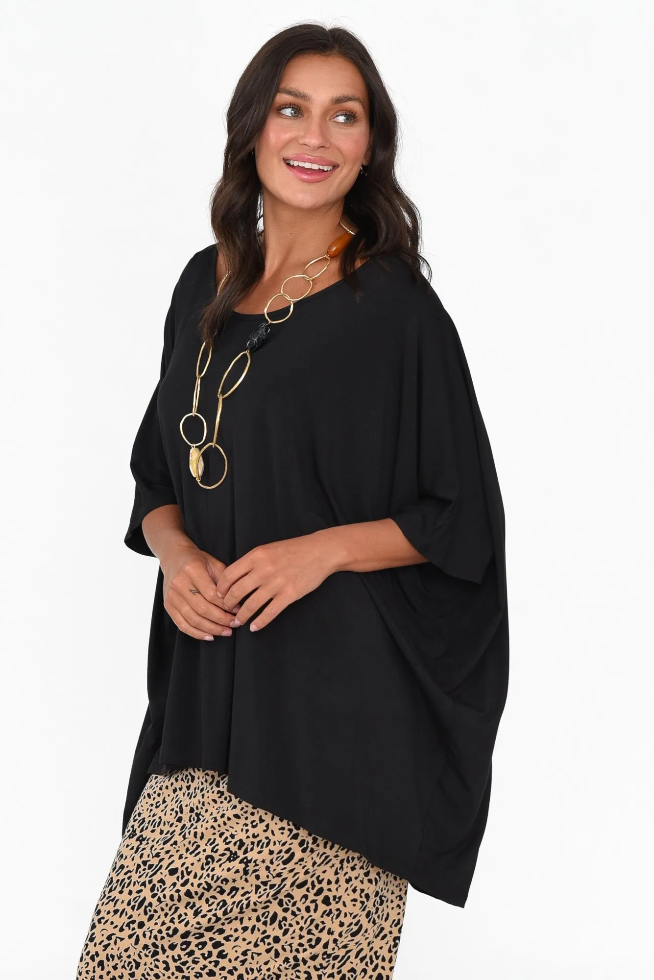Sorronda Black Bamboo Batwing Top sold by Blue Bungalow product image thumbnail 3
