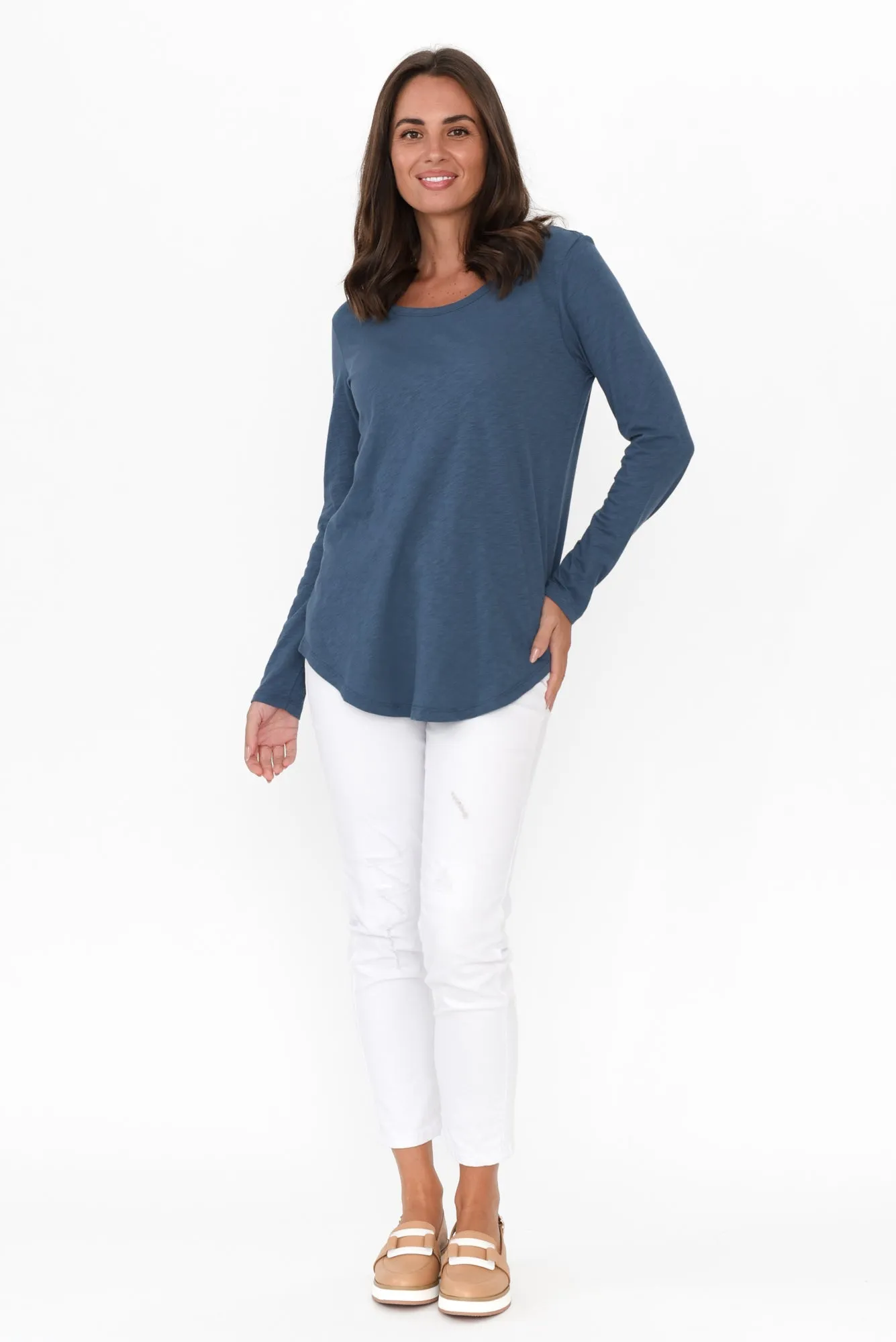 Megan Steel Cotton Long Sleeve Top sold by Blue Bungalow product image thumbnail 5
