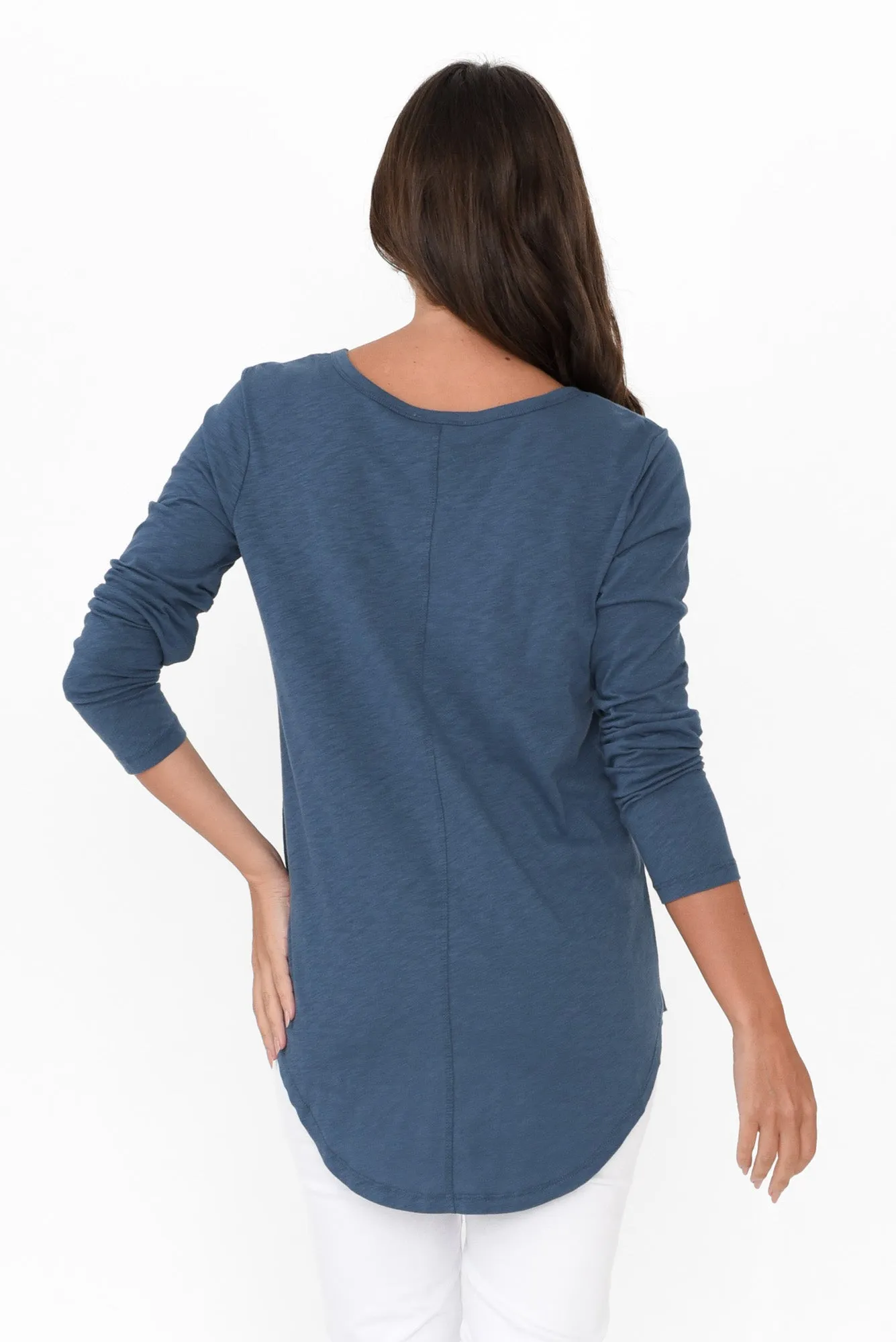 Megan Steel Cotton Long Sleeve Top sold by Blue Bungalow product image thumbnail 4