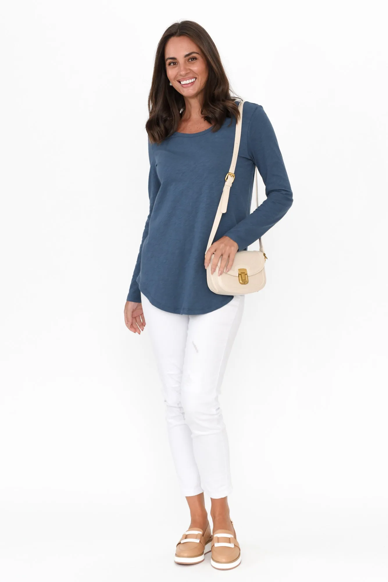 Megan Steel Cotton Long Sleeve Top sold by Blue Bungalow product image thumbnail 2