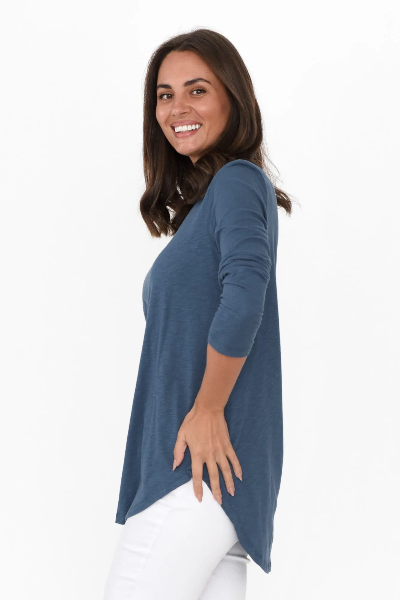 Megan Steel Cotton Long Sleeve Top sold by Blue Bungalow product image thumbnail 3