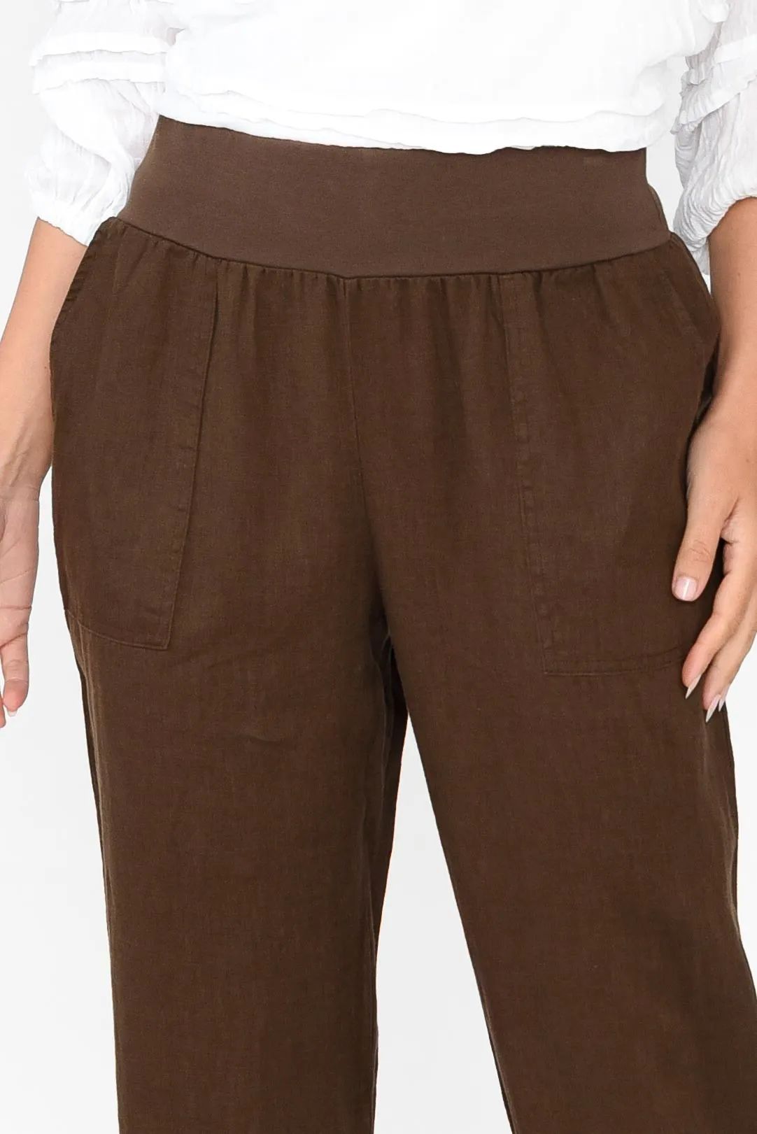 Tatum Chocolate Linen Pants sold by Blue Bungalow product image thumbnail 3