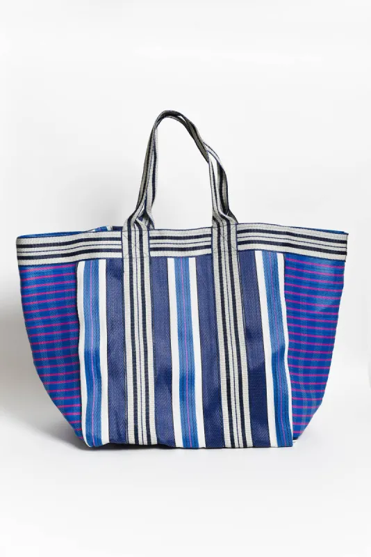 Lyndal Blue Stripe Medium Tote Bag sold by Blue Bungalow