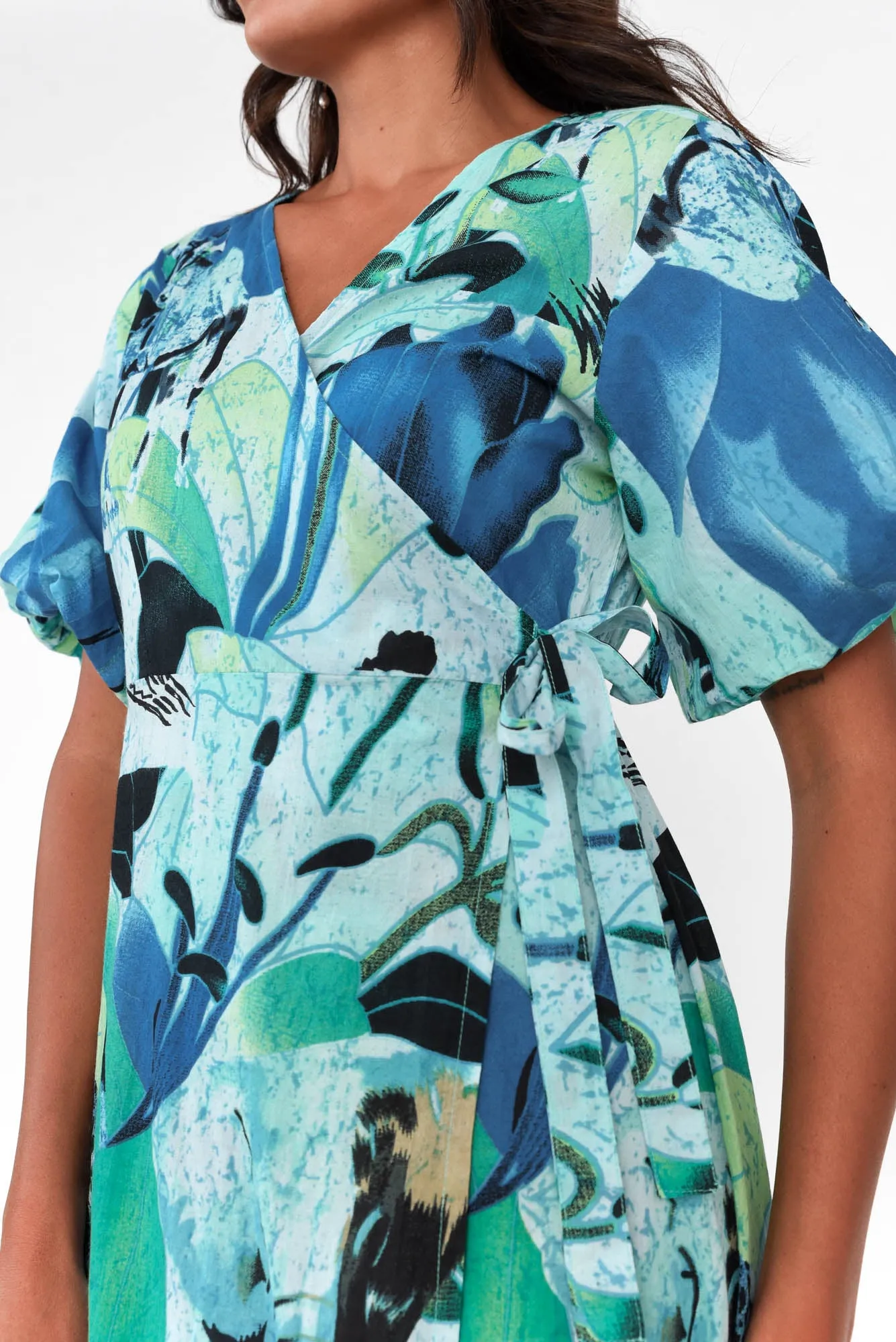 Lula Blue Jungle Cotton Wrap Dress sold by Blue Bungalow product image thumbnail 5