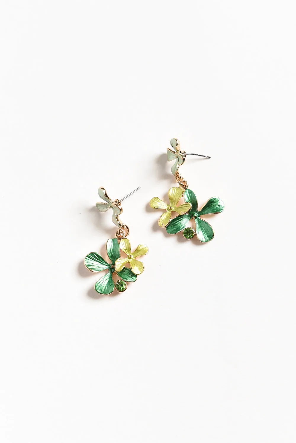 Mamie Green Flower Earrings sold by Blue Bungalow