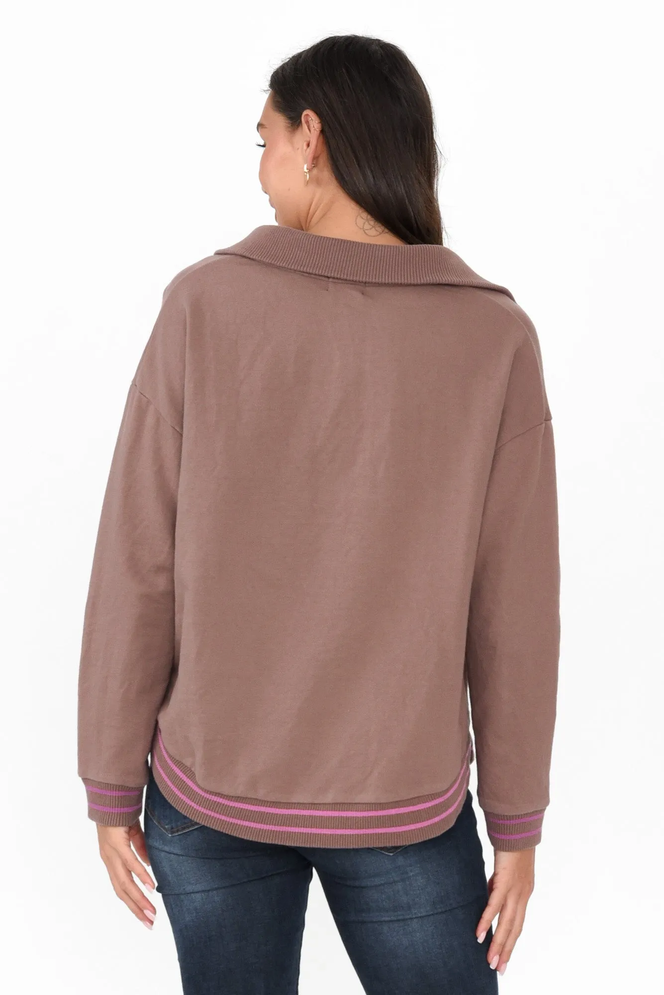 Katra Brown Trim Cotton Blend Top sold by Blue Bungalow product image thumbnail 5